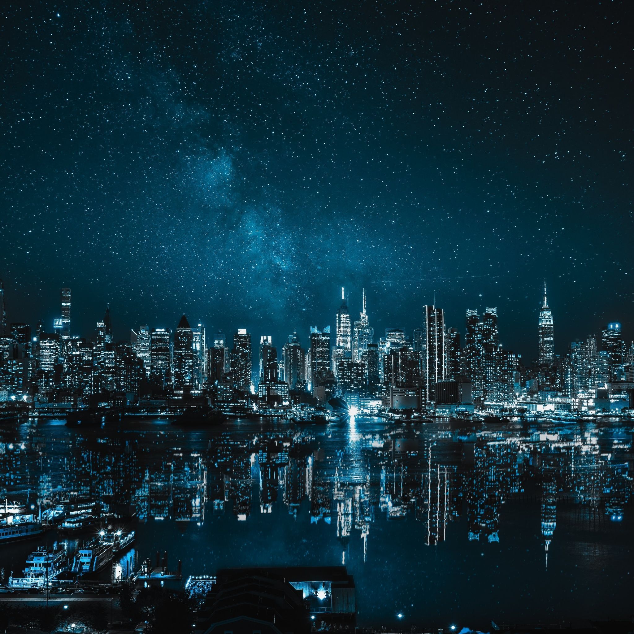 2048x2048 Wallpaper 4K, Panoramic, Cityscape, Night