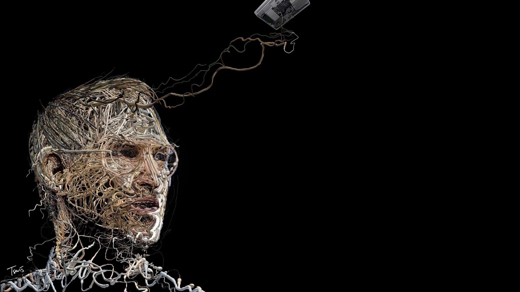2048x1152 Download wallpaper 2048x1152 steve jobs, wires, memory