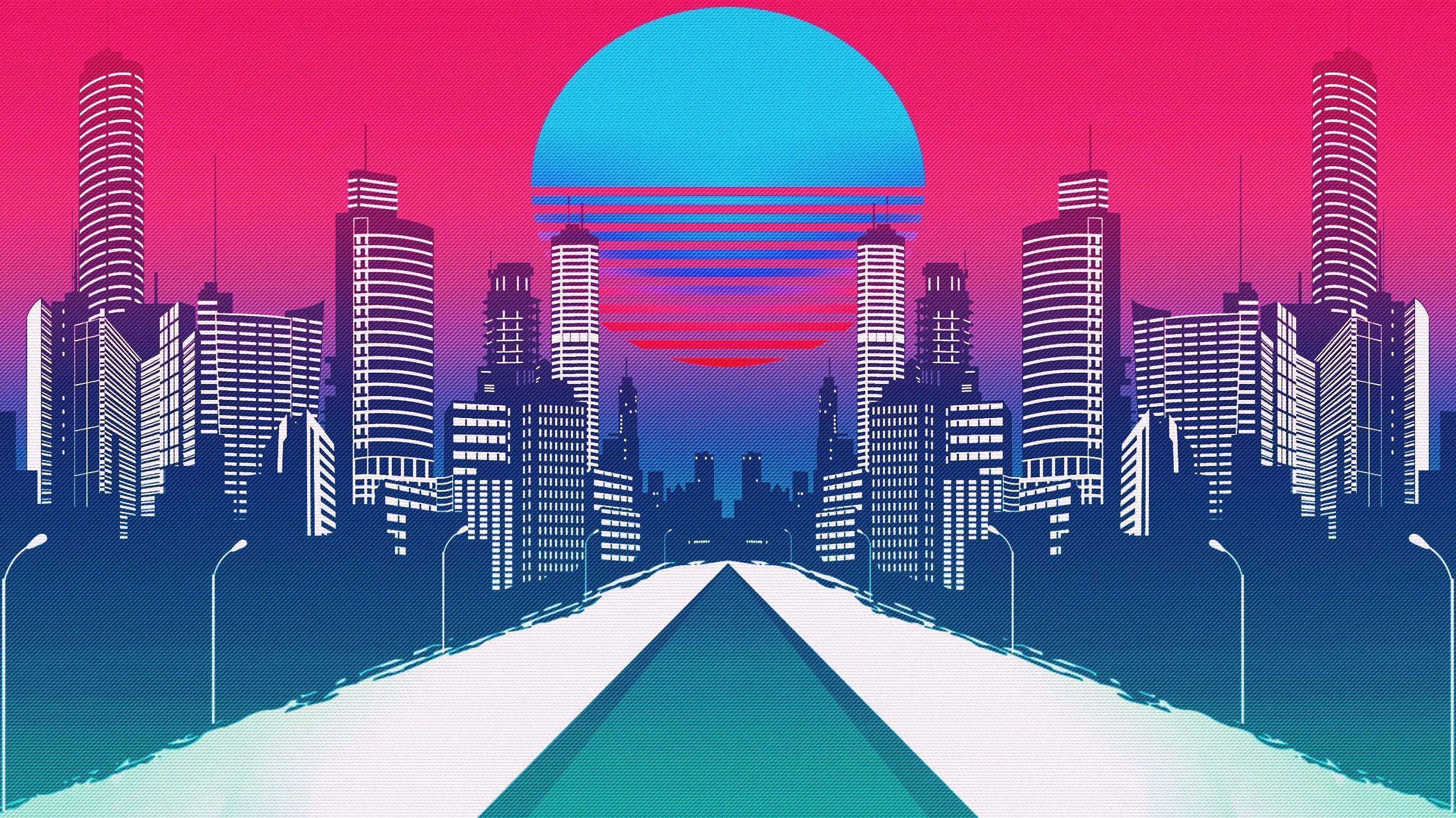 2560x1440 neon, city, cityscape, digital art