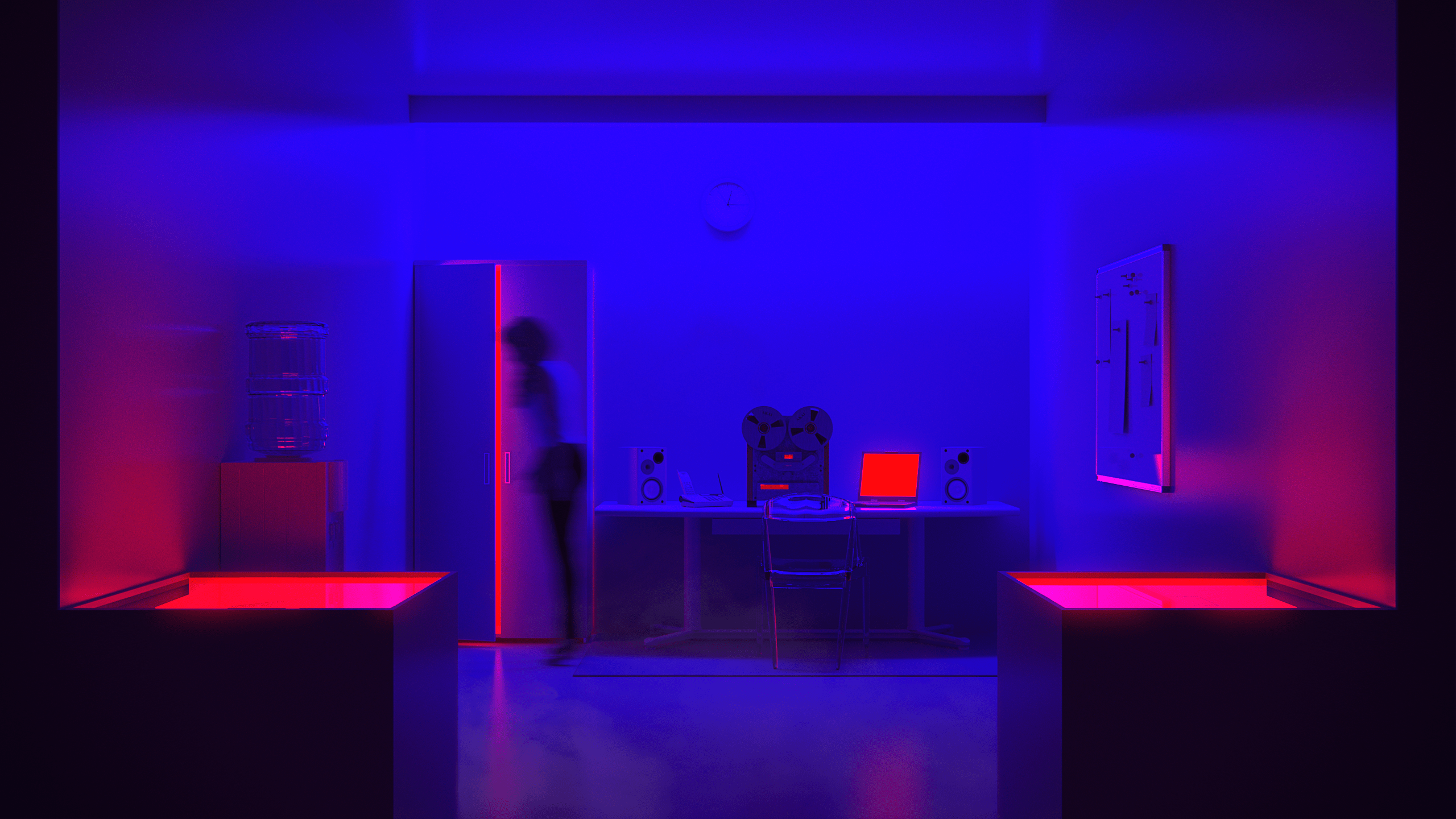2560x1440 neon, CGI, digital art, red, blue