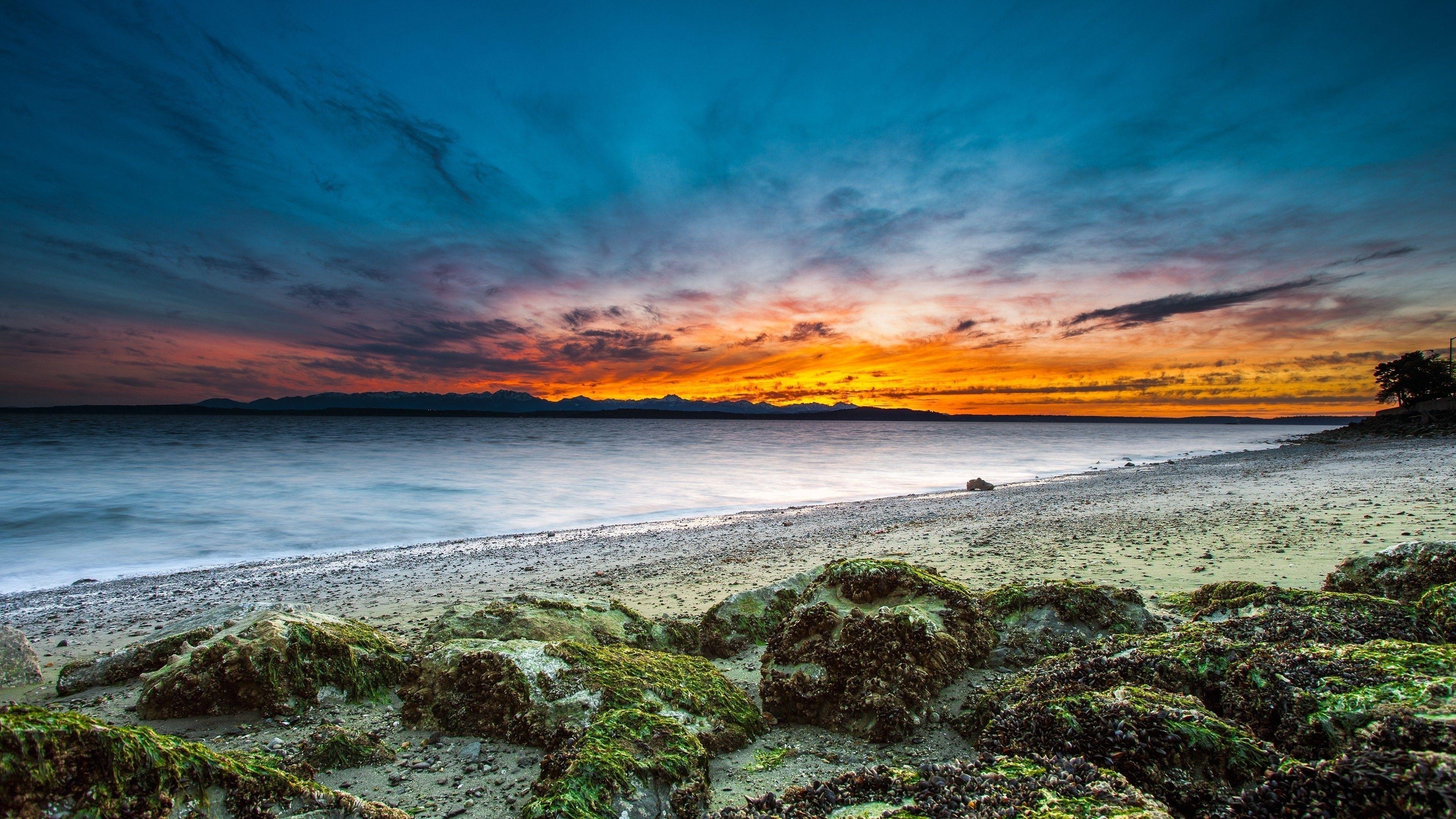 3840x2160 Beach Sky Water Background 1440P Resolution HD 4k