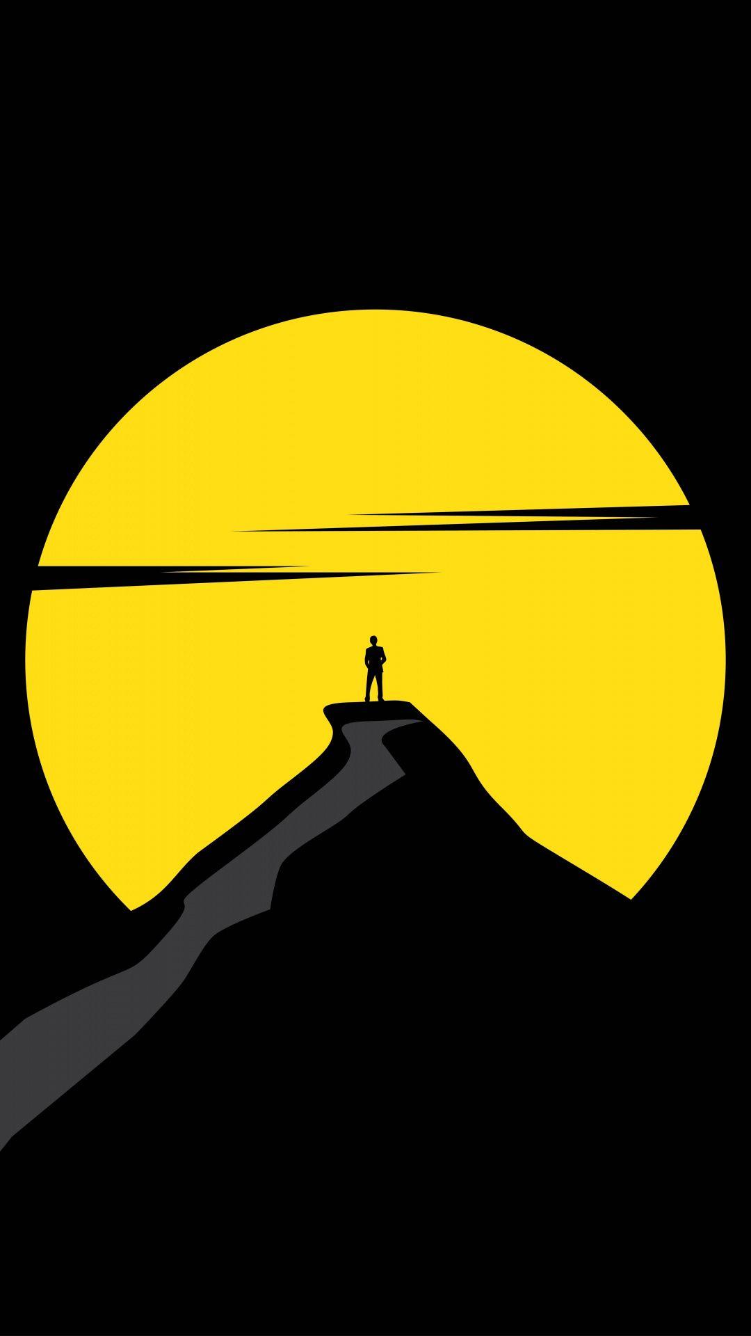1080x1920 Full moon, yellow, explorer, dream, silhouette, art