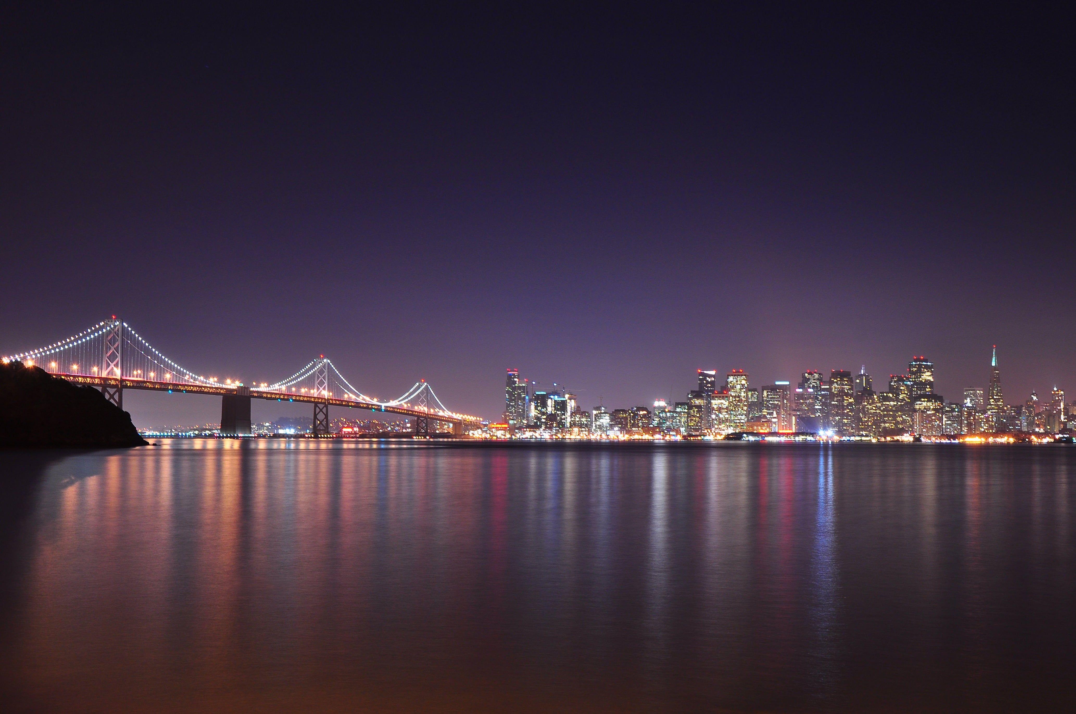 4133x2745 Oakland Bay Bridge, San Francisco, California, city, lights