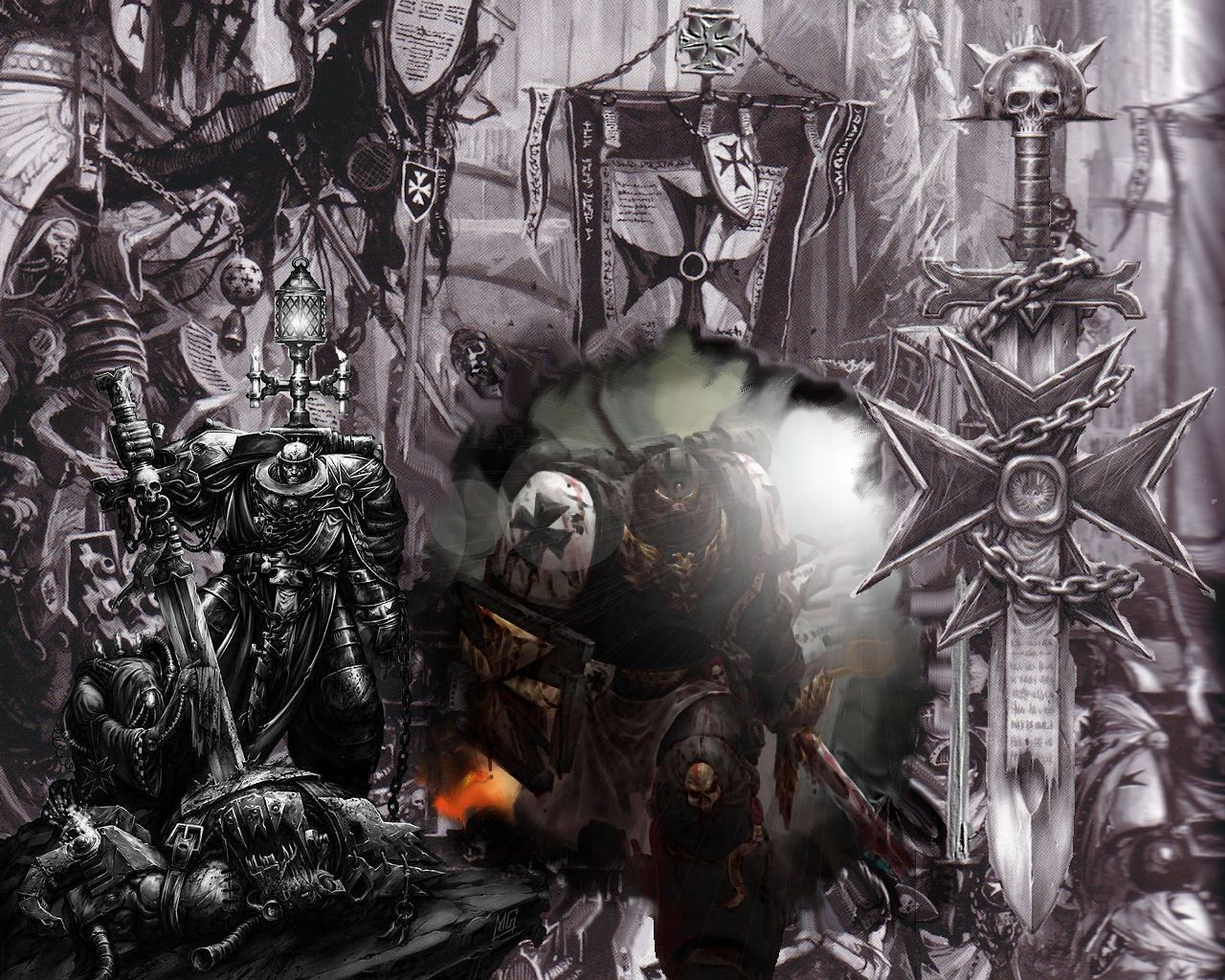 1280x1024 Epic Space Marines Black Templars Wallpaper