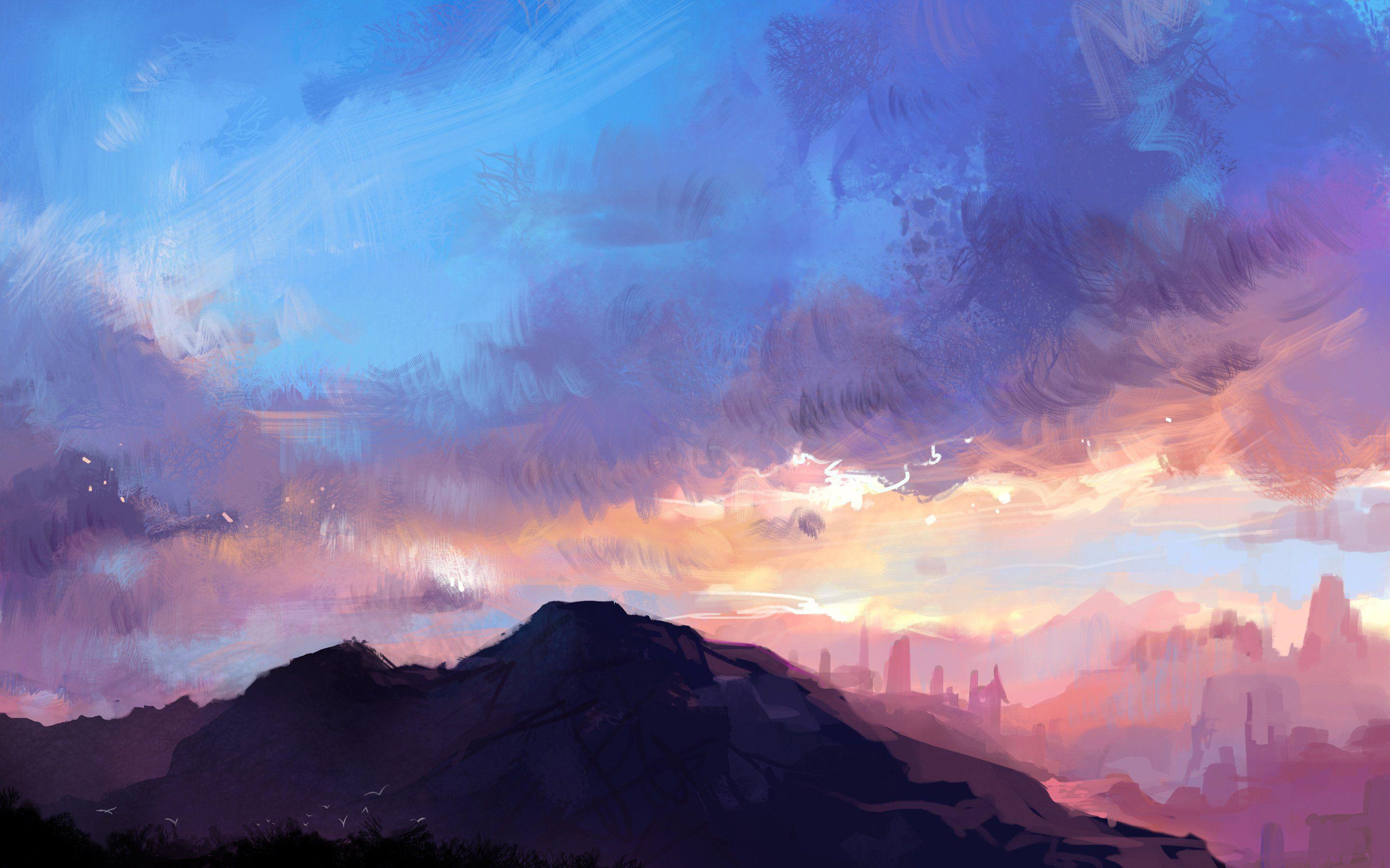 dual monitor landscape anime drawings live wallpaper