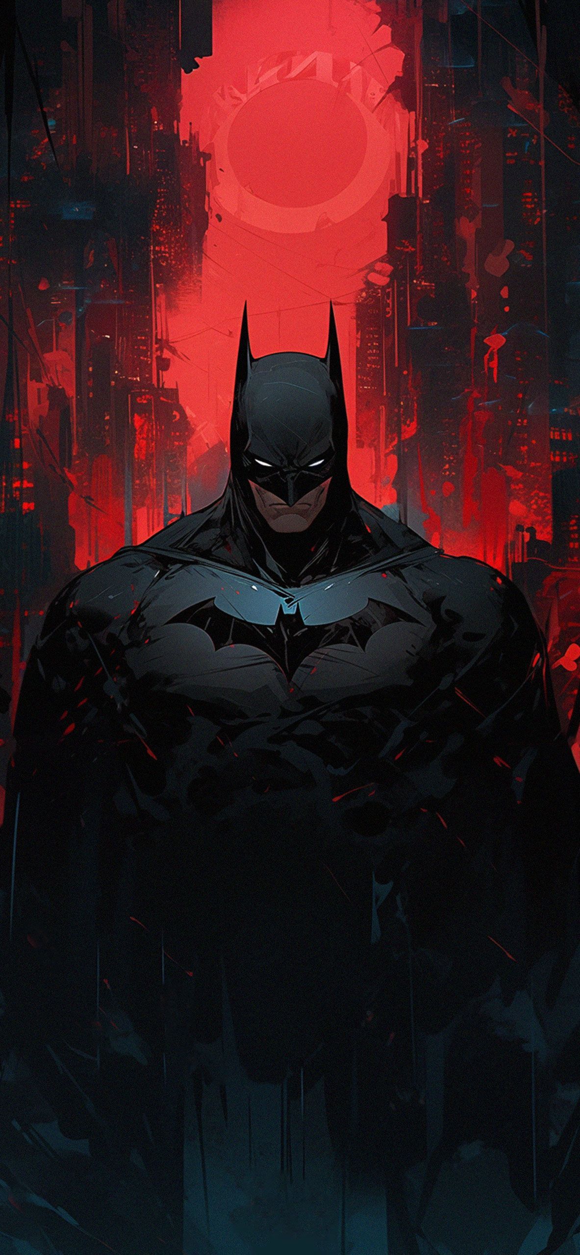1183x2560 Batman Black & Red Wallpaper
