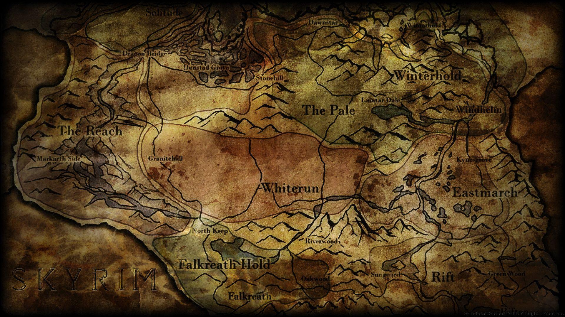 1920x1080 Skyrim Map Wallpaper background picture