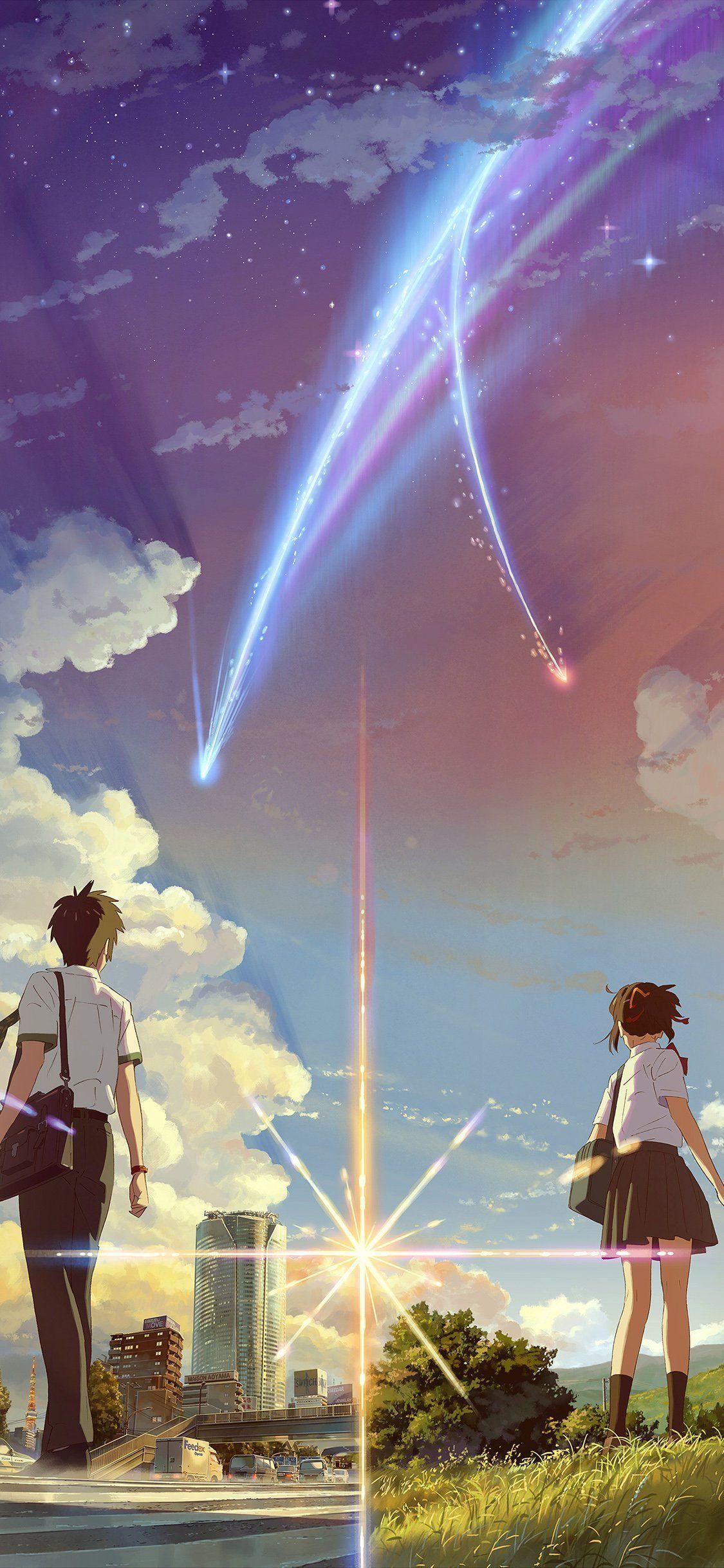 1125x2436 Ar29 Boy And Girl Anime Art Spring Cute Flare Wallpaper