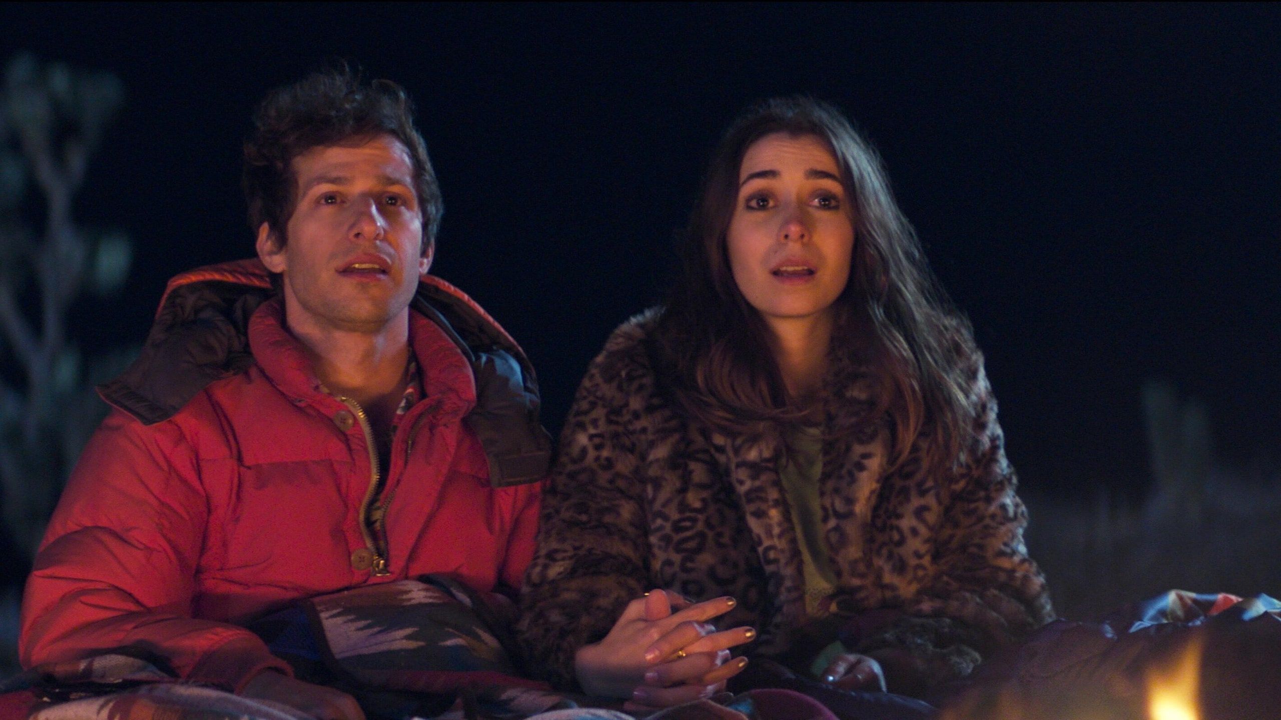 2560x1440 Andy Samberg and Cristin Milioti's