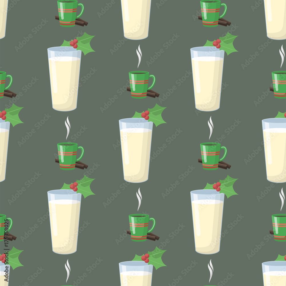 1000x1000 Milk glass new year drink seamless