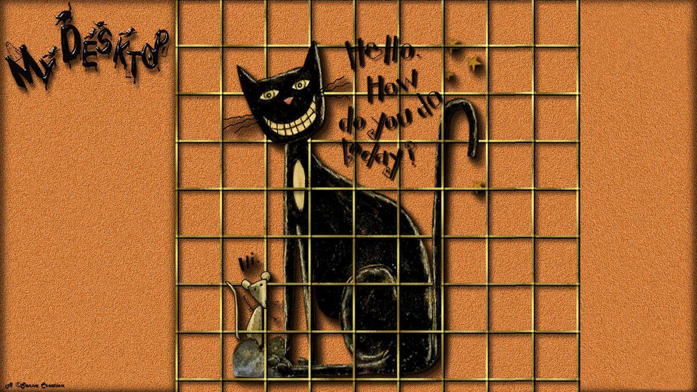 1400x788 Photo: Halloween Cat Mouse caged wallpaper -sjh. HALLOWEEN