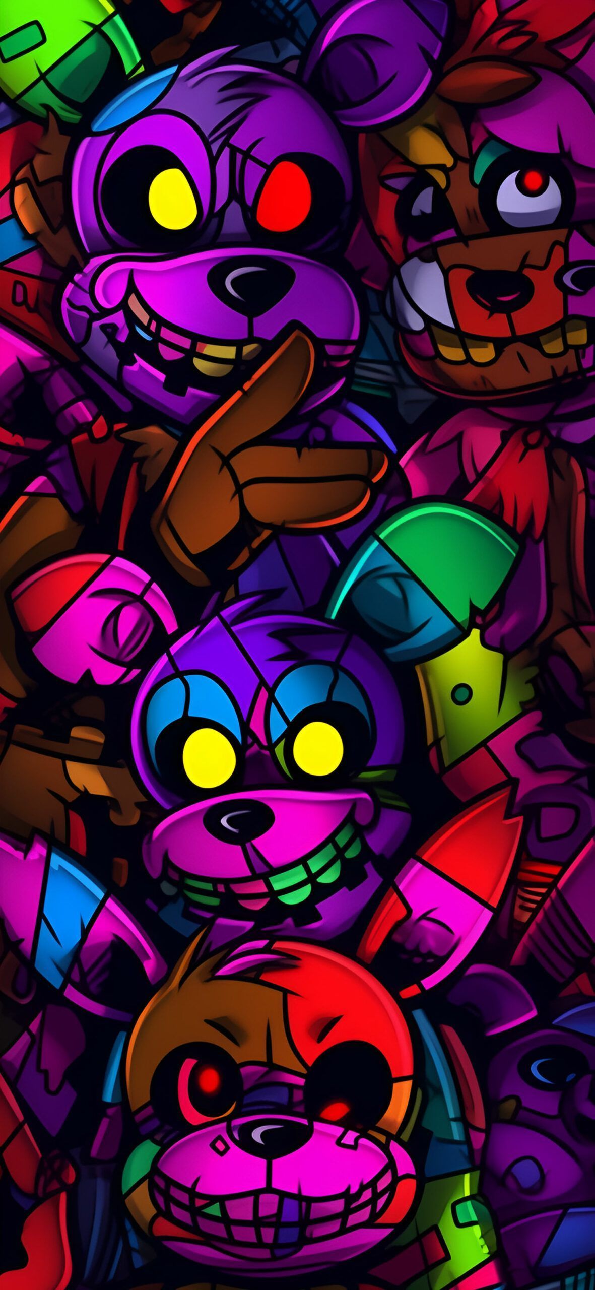 1181x2560 FNAF Terrifying Animatronics Wallpaper
