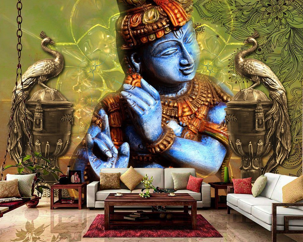 1024x819 Lord Krishna Mural Wallpaper
