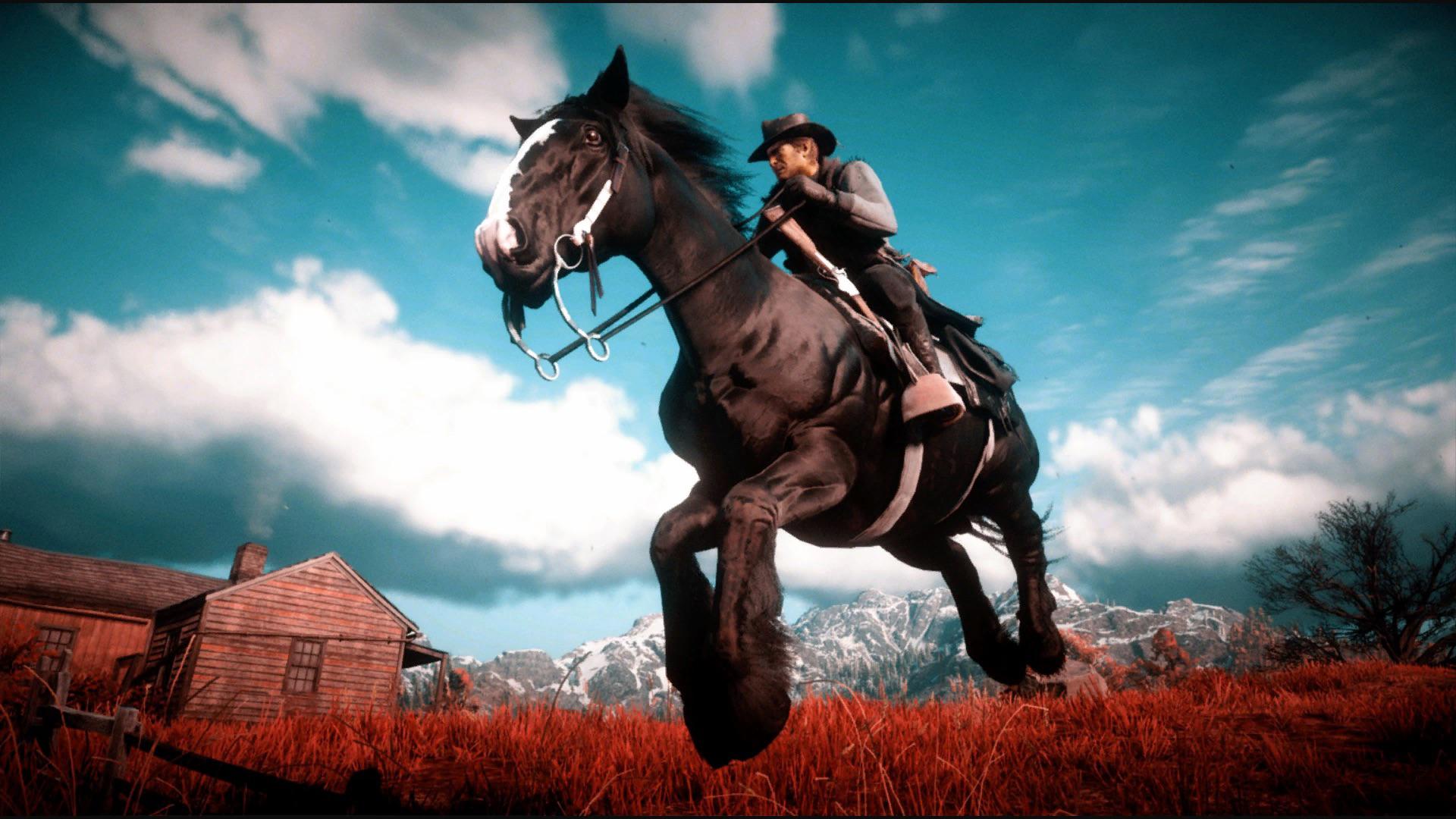 1920x1080 The Raven Black Shire horse is