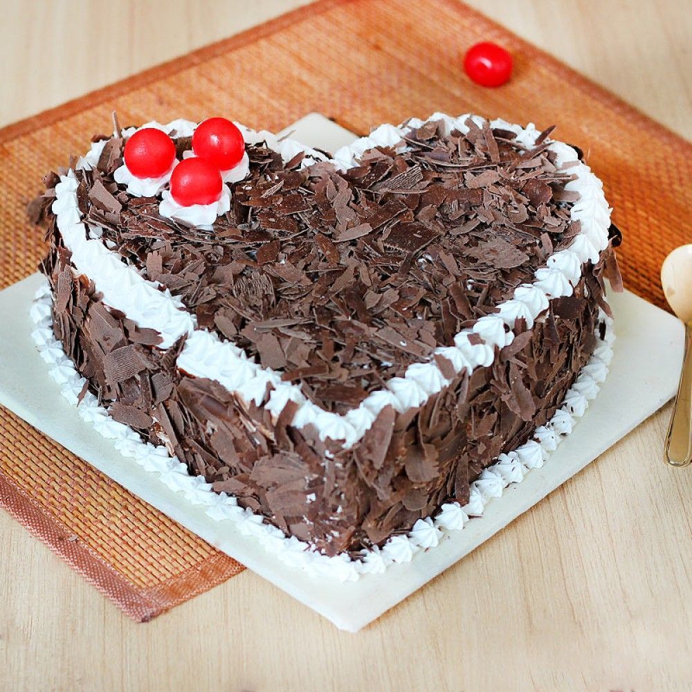 1000x1000 Heart Shaped German Black Forest cake