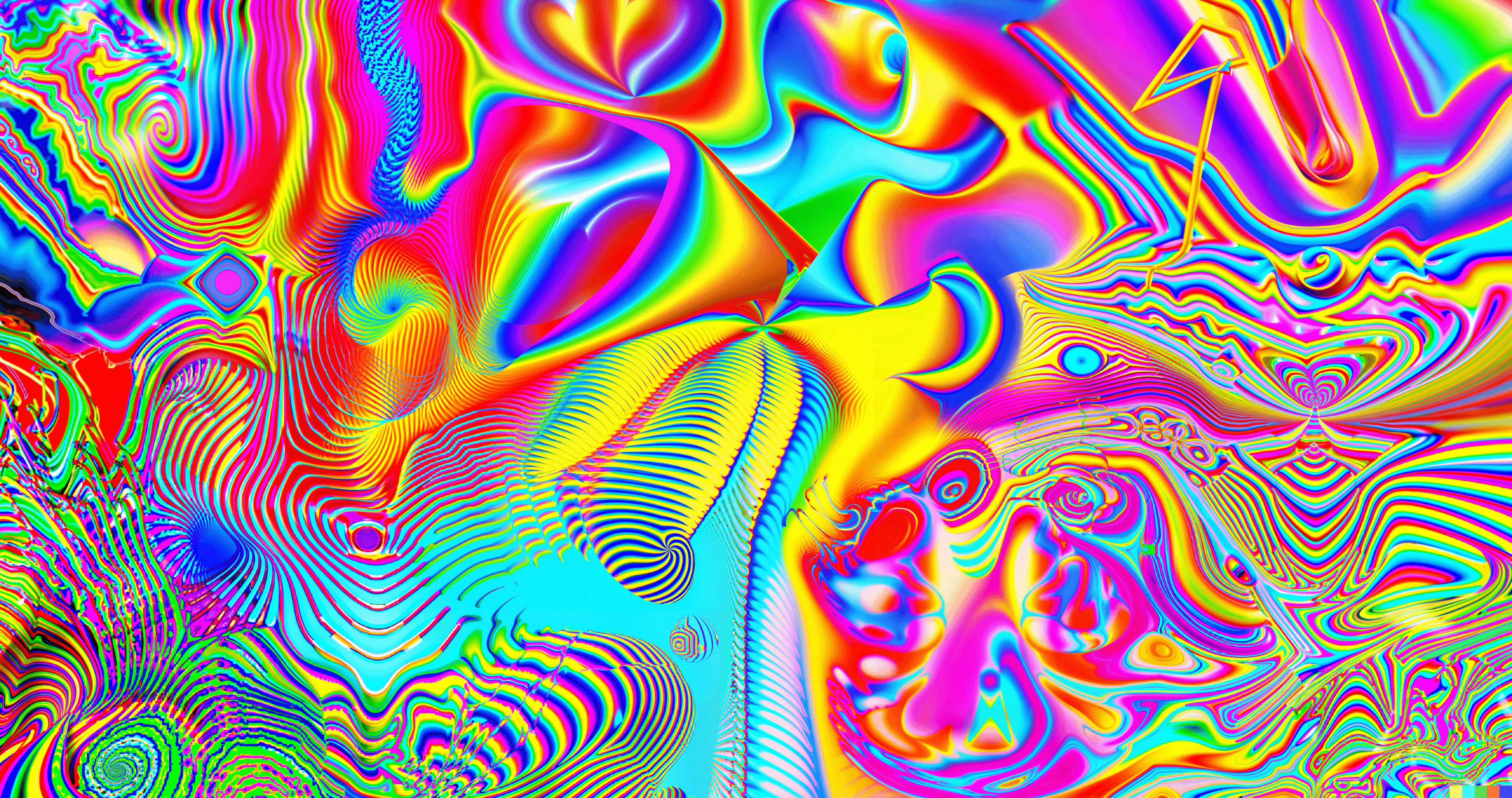 3840x2027 Colorful Cognitive Illusion Waves Out