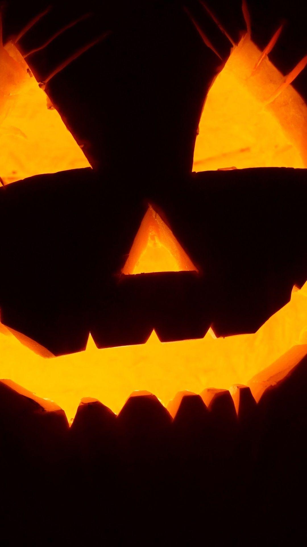 1080x1920 Halloween, pumpkin light, face, black background 1080x1920