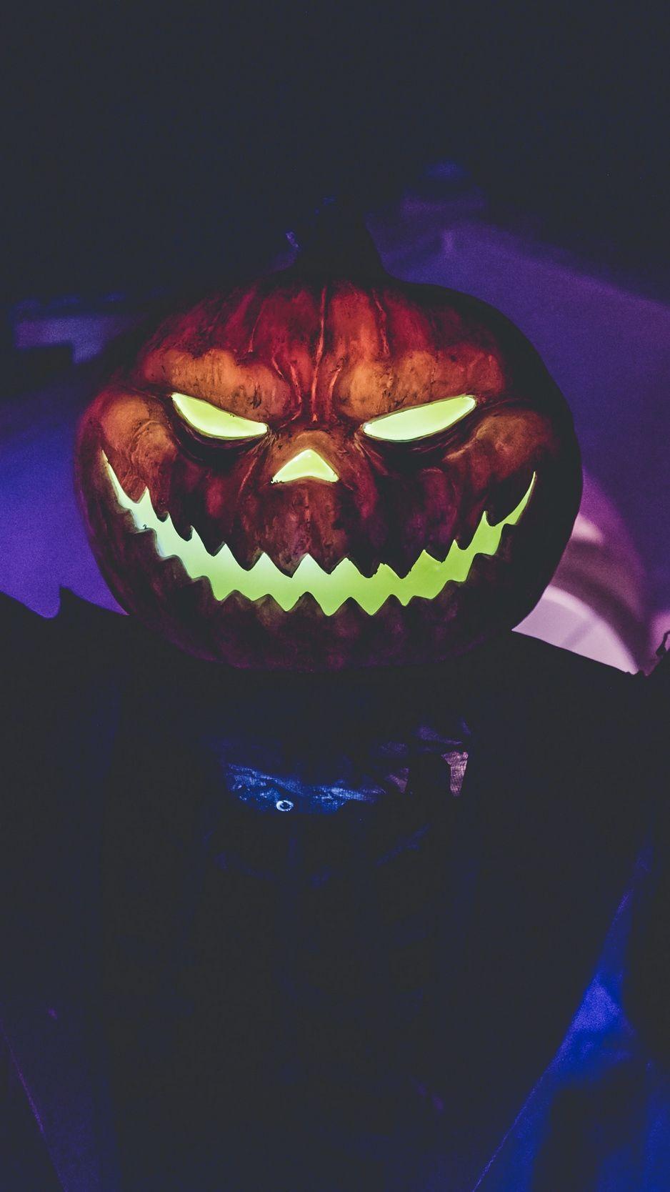 938x1668 Download wallpaper 938x1668 halloween, pumpkin, mask