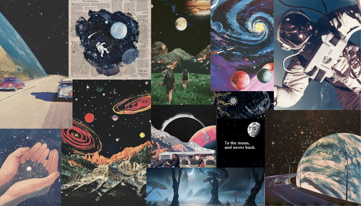 1400x800 space aesthetic wallpaper collage