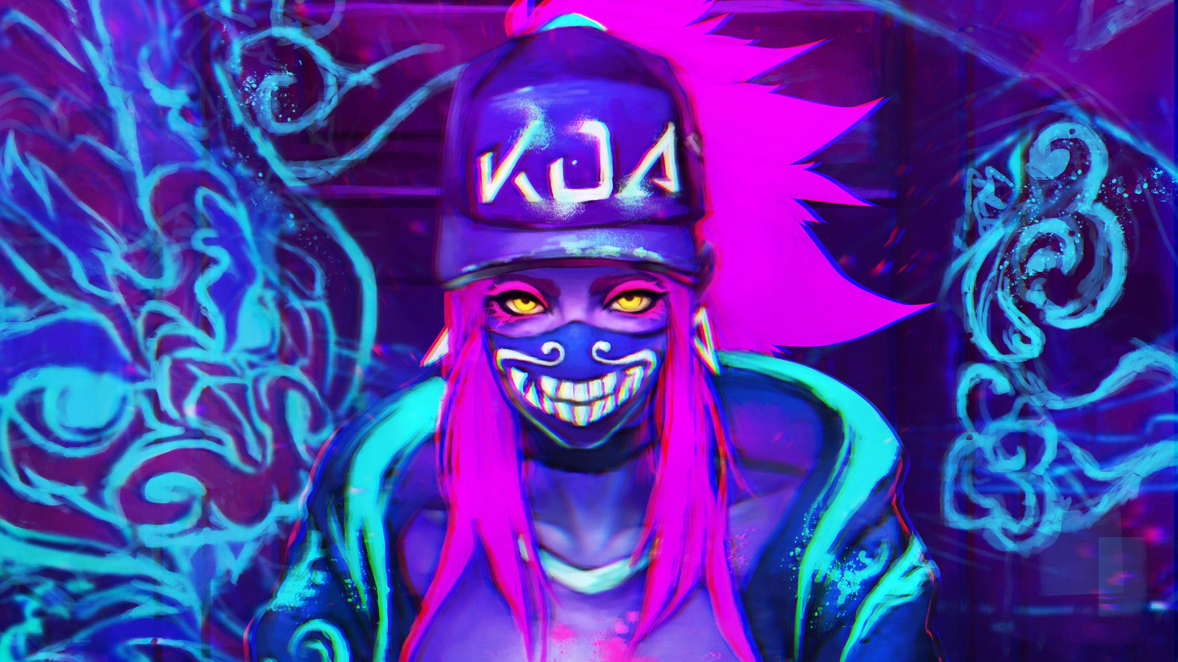 3840x2160 K DA Neon Akali League Of Legends LoL 4K