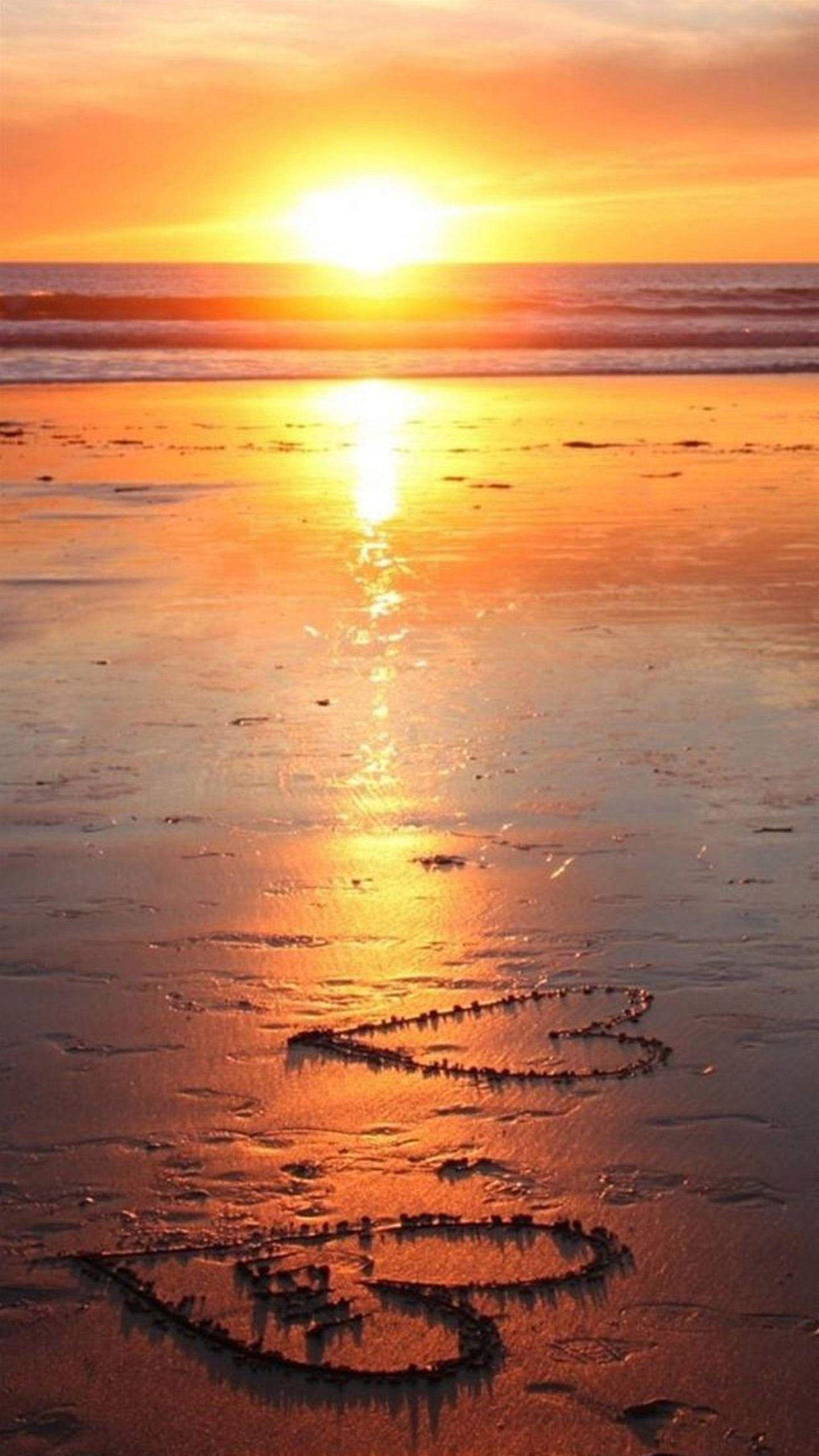 1440x2560 Romantic Beach Sunset Wallpaper