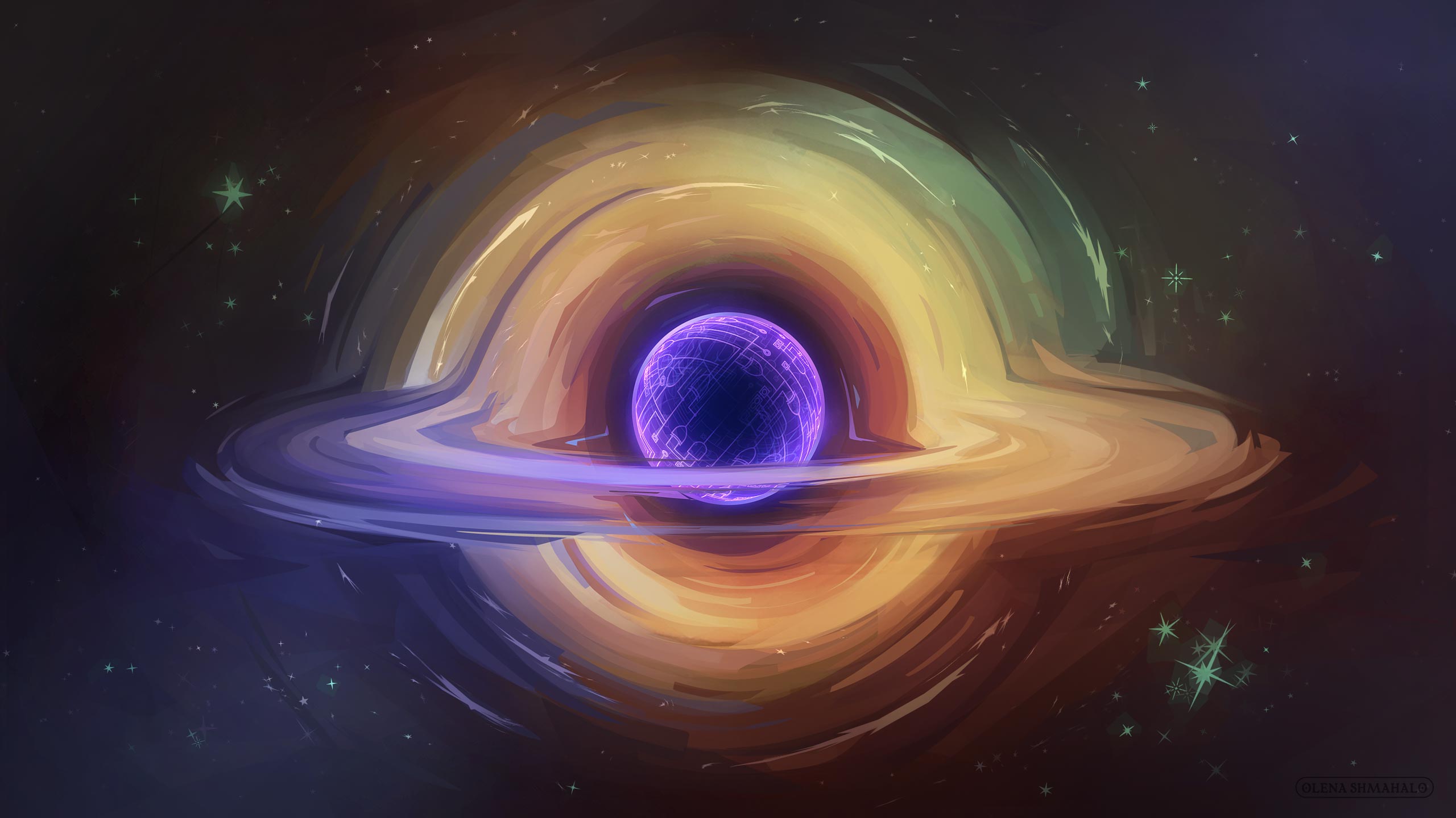2560x1440 Black Hole Circuitry