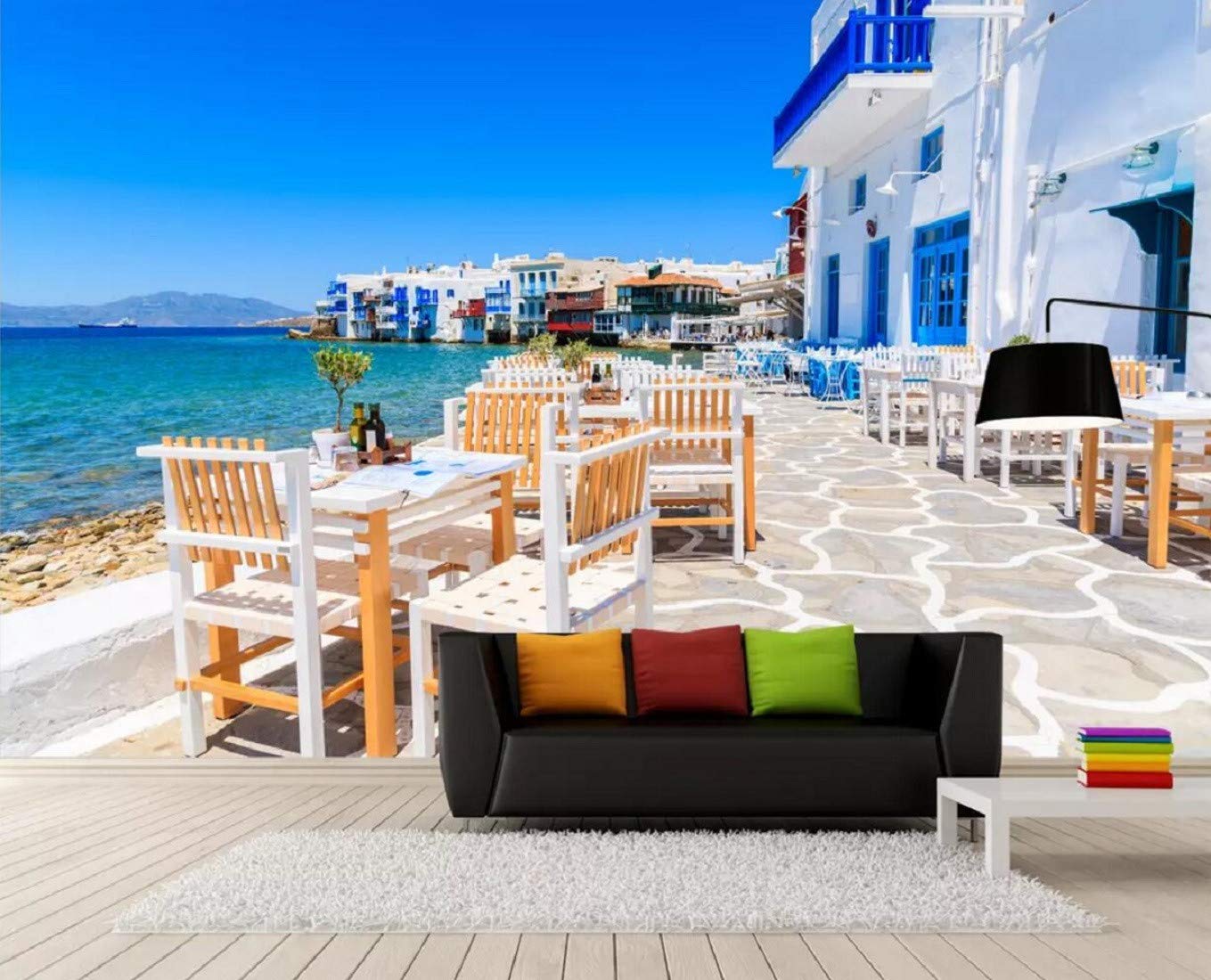 1359x1100 Wall Murals 3D Wallpaper Romantic Warmth Greece Santorini
