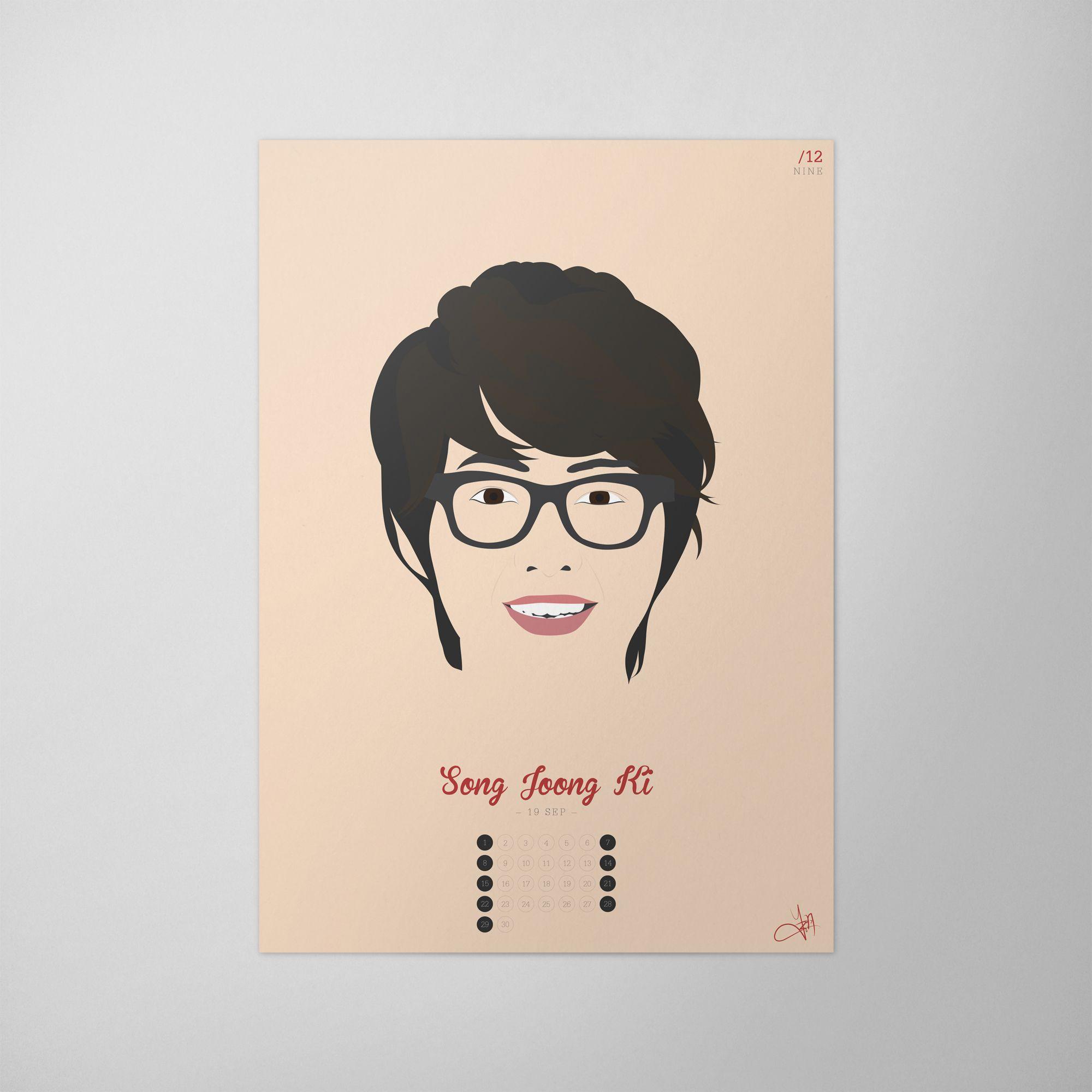 2000x2000 NINE 12: Minimalist Calendar For Sep (Song Joong Ki)