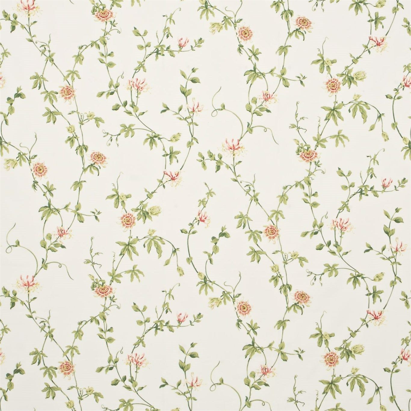 1366x1366 Passion Flower Ivory Pink Fabric