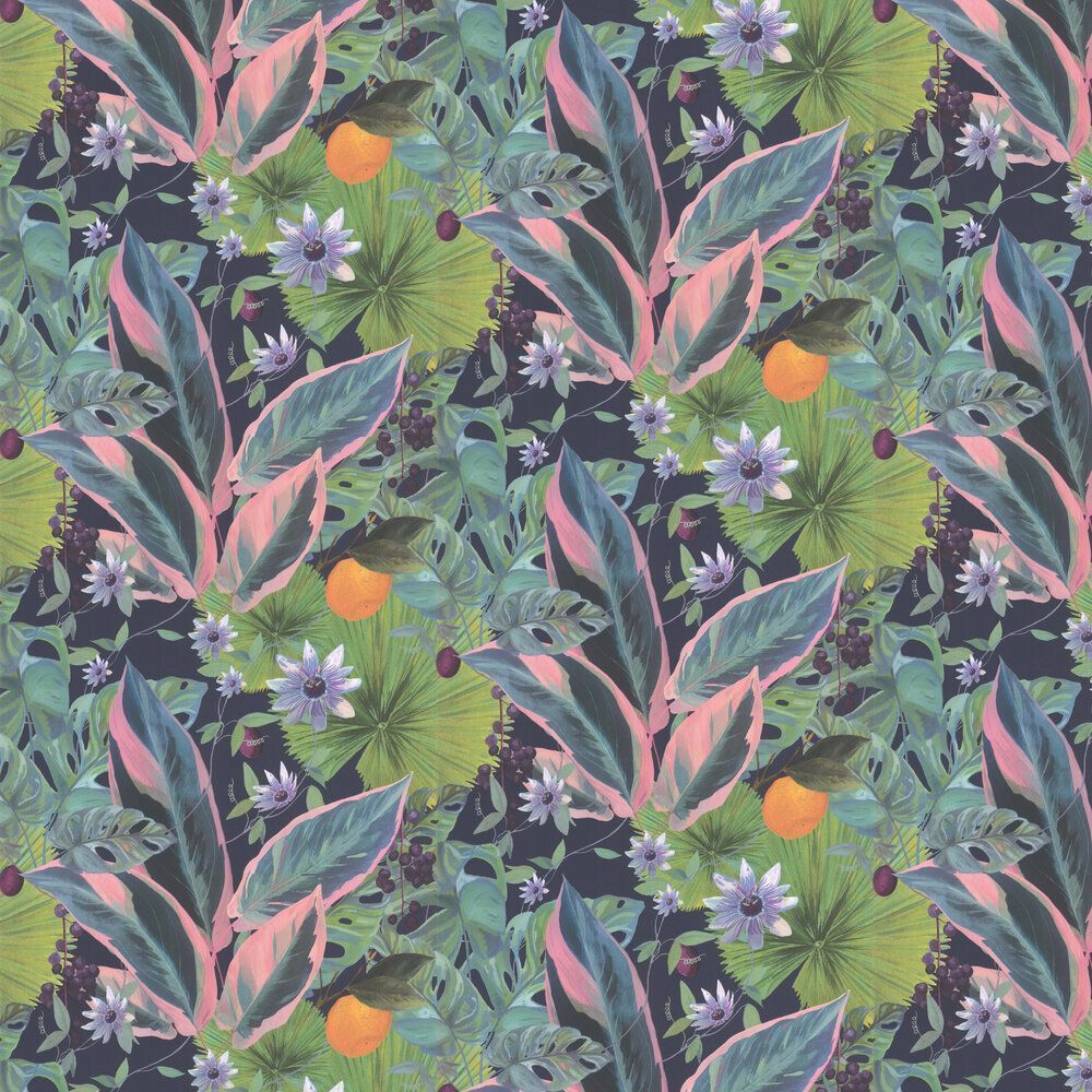 1000x1000 Passion Flower Wallpaper Navy / Multi Arthouse 921703