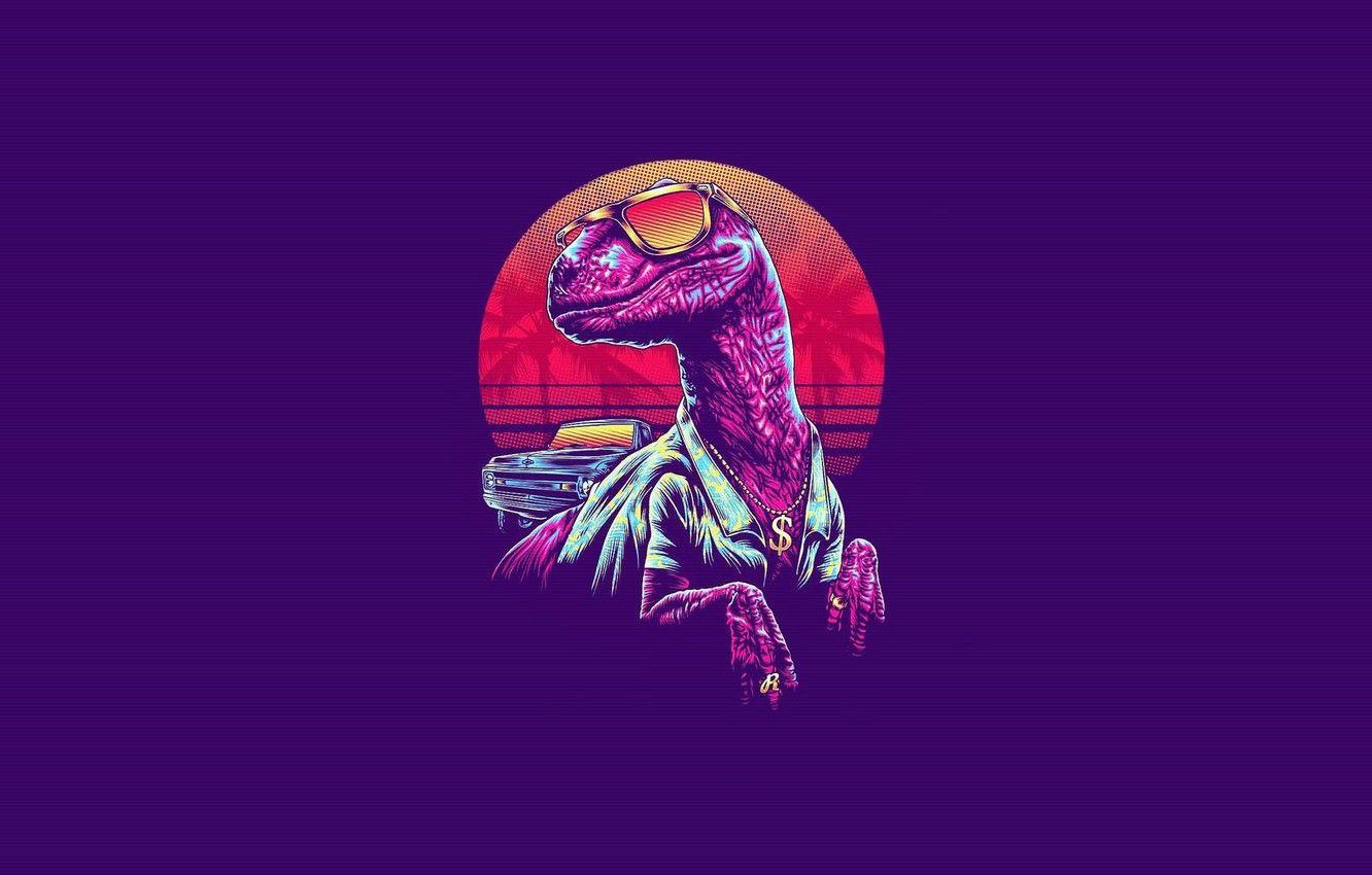 1332x850 Photo Wallpaper Minimalism, Glasses, Dinosaur, Art