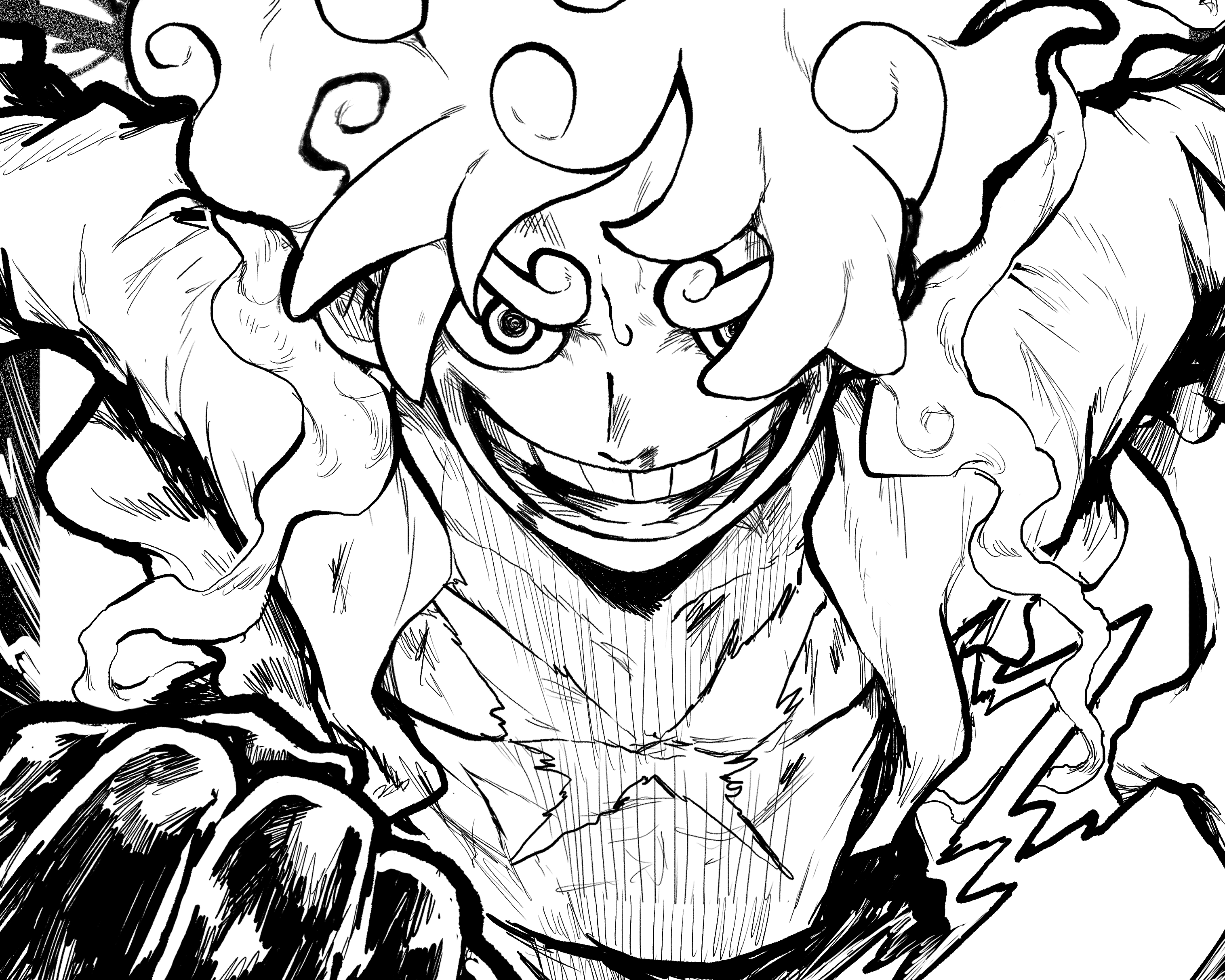3032x2427 Gear 5 Luffy Unleashed: Epic One Piece HD Anime Wallpaper by 四海紫郎x2427