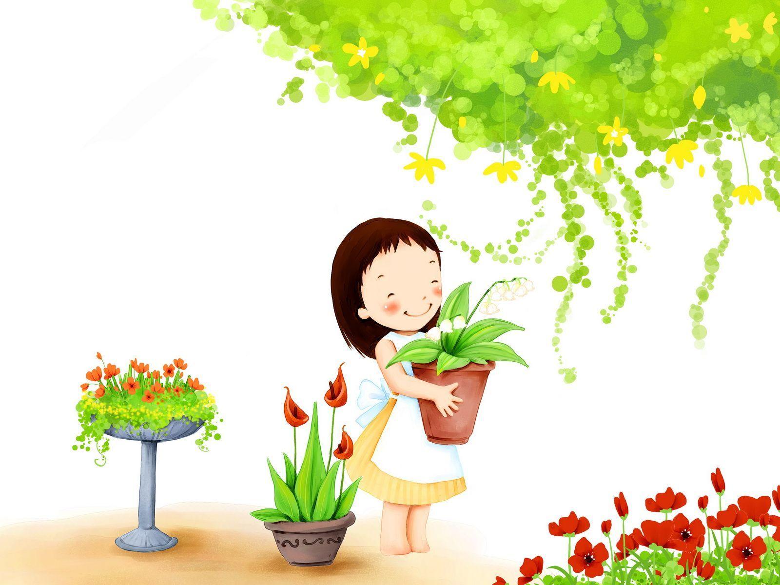 1600x1200 Cute Little Girl Cartoon Wallpaper. ไอเดียสำหรับบ้าน
