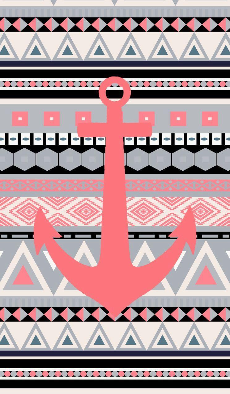 744x1272 Coral Tribal Anchor Tribal Wallpaper, Pattern Wallpaper