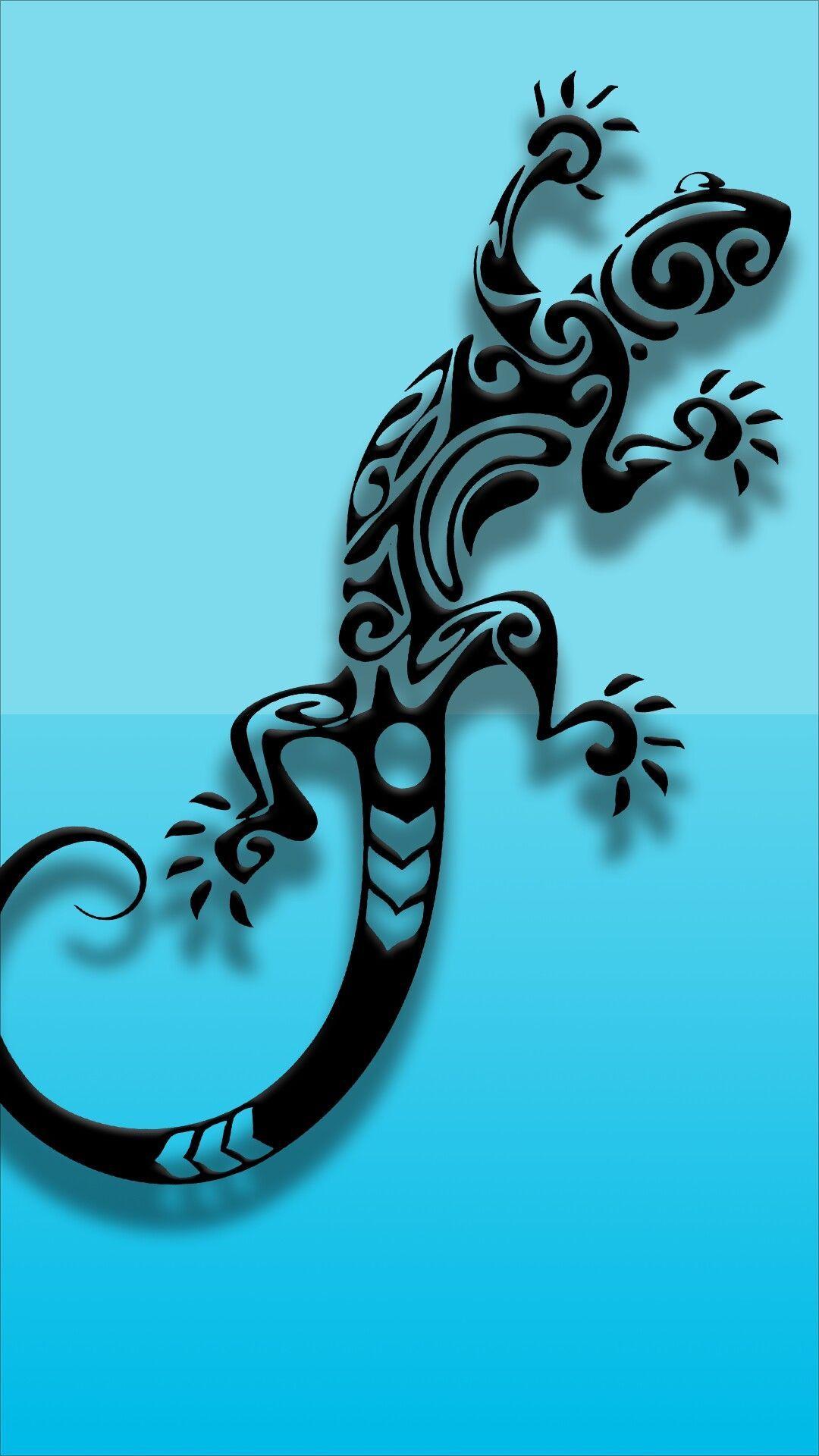 1080x1920 Blue Tribal Lizard. Phone background. iPhone