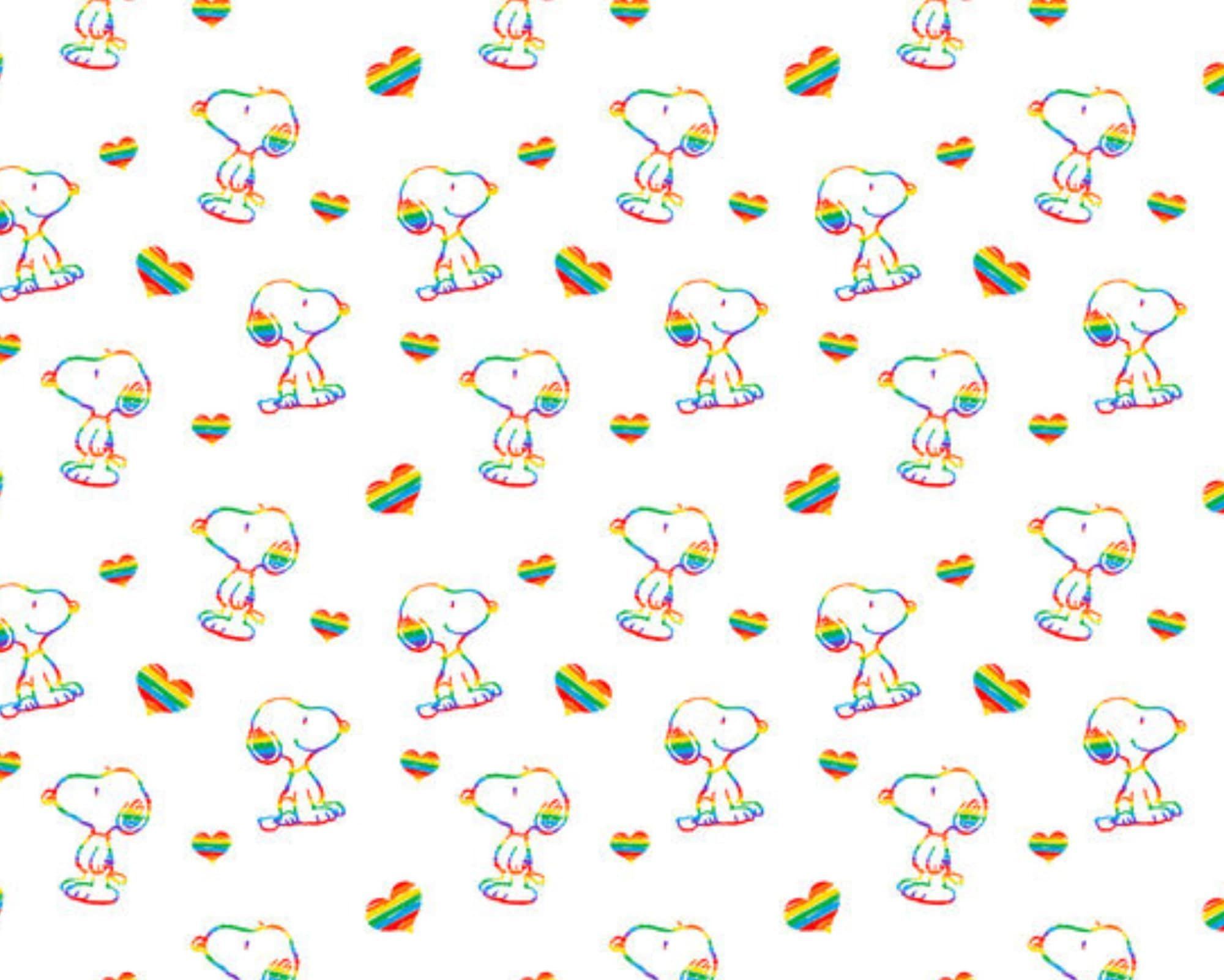 2000x1600 Rainbow Snoopy Fabric, Pride Peanuts