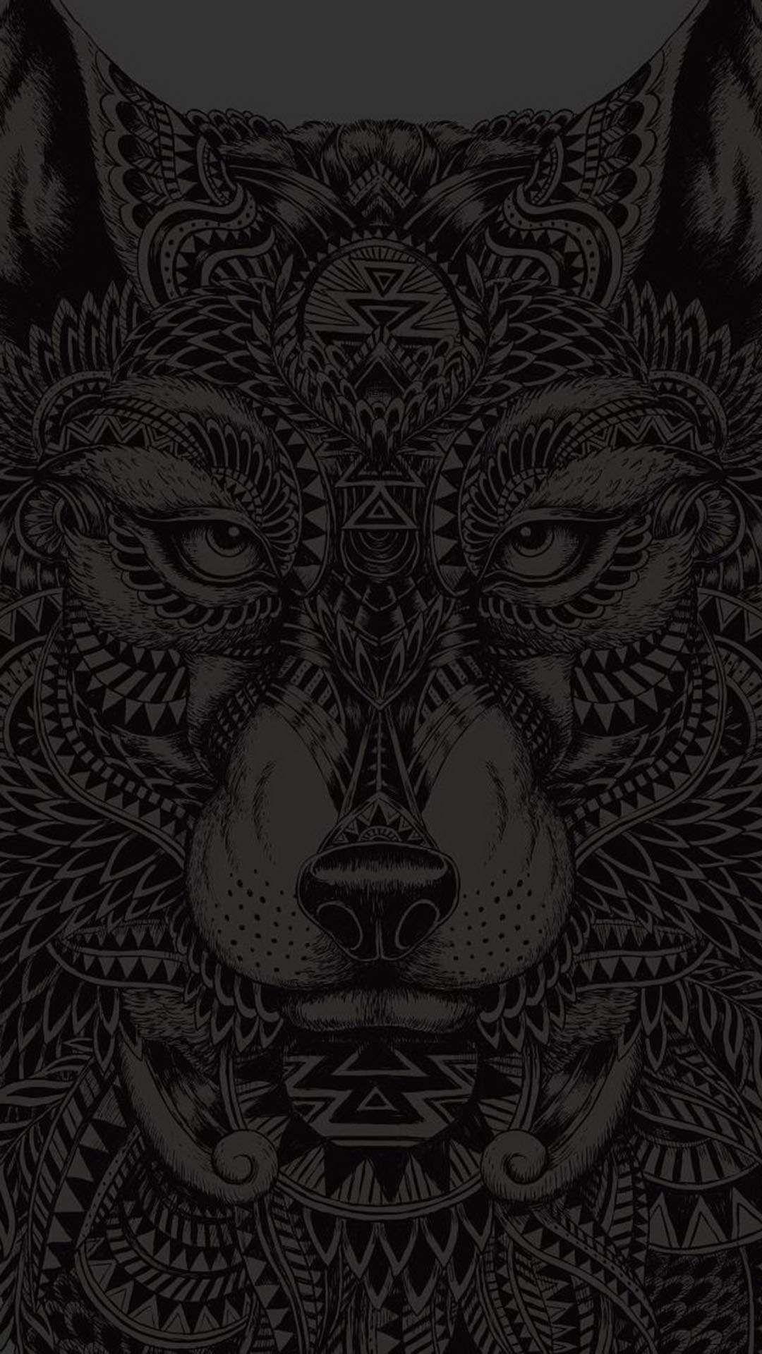 1080x1920 Black and White Tribal Print Wallpaper at