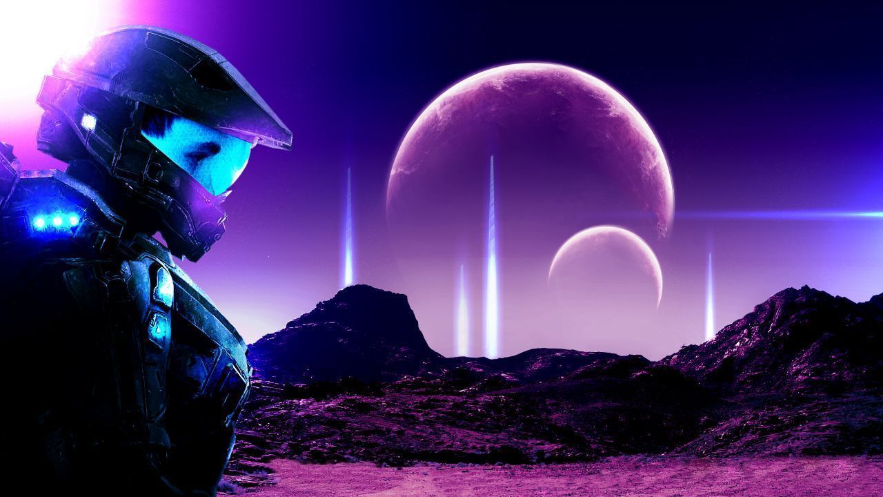 1280x720 Planets Halo Exosuit Robotic Spacescape