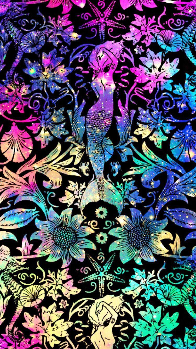 750x1334 Tribal Mermaid Floral Pattern Wallpaper. My Wallpaper