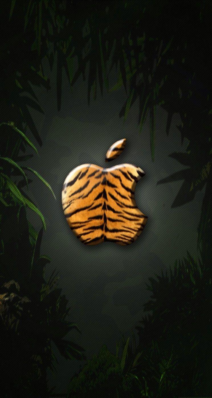 744x1392 iPhone 5 Wallpaper Apple logo tiger parallax. D. Apple