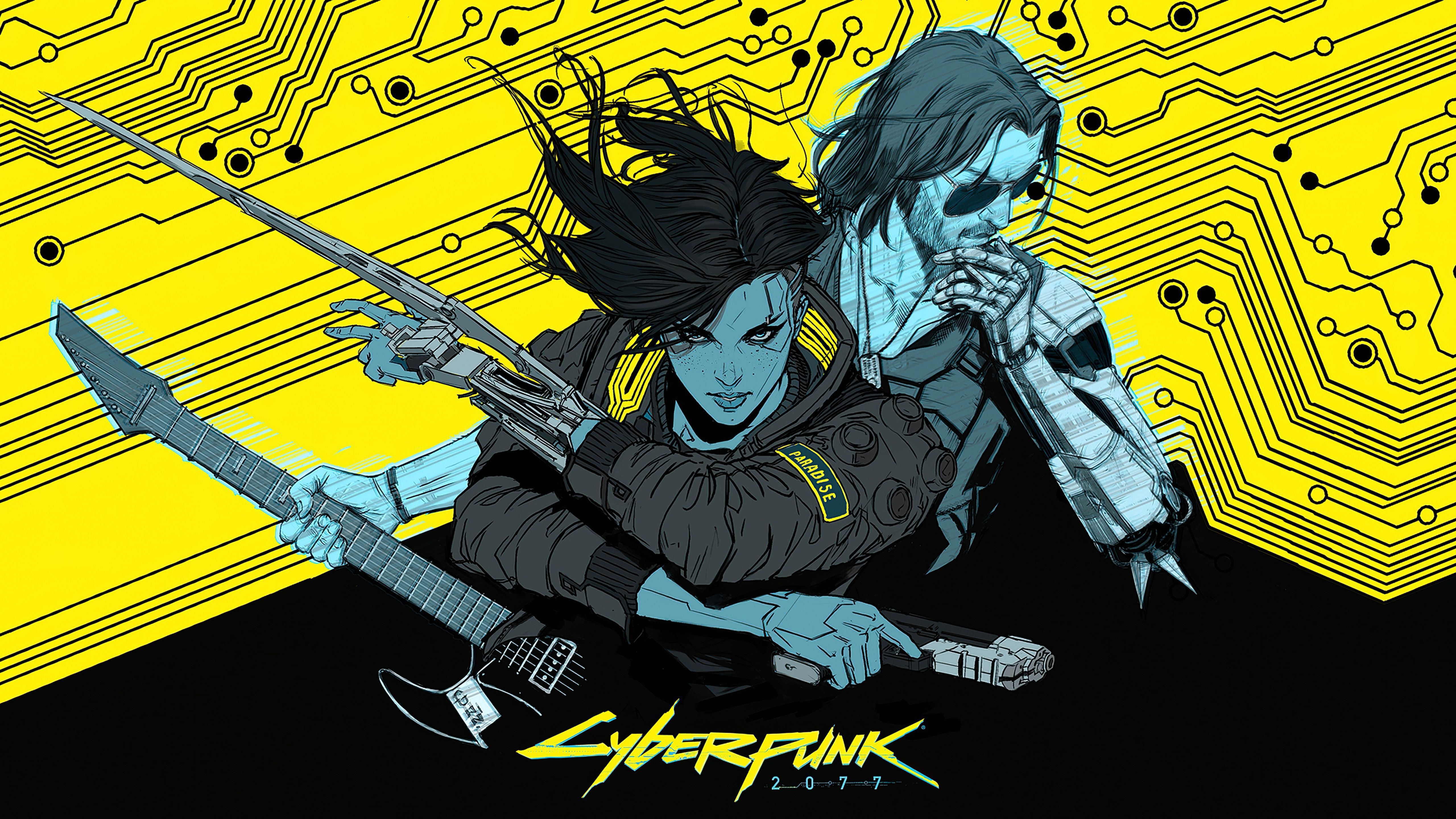 5120x2880 Wallpaper gun, guitar, art, game, art