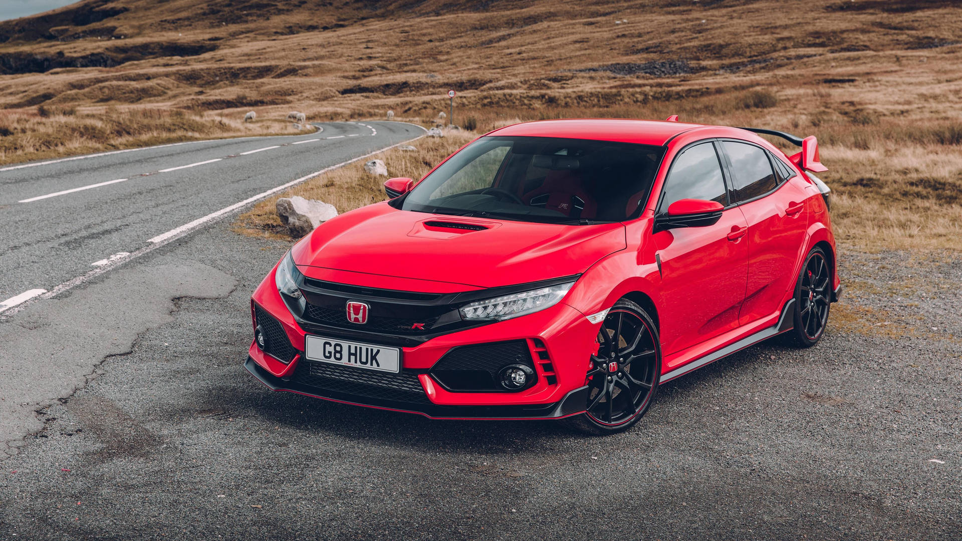 1920x1080 Red 4K Honda Civic Roadside Wallpaper