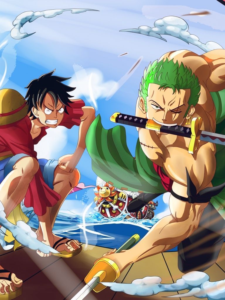 768x1024 Monkey D. Luffy Wallpaper 4K, Roronoa Zoro, One Piece