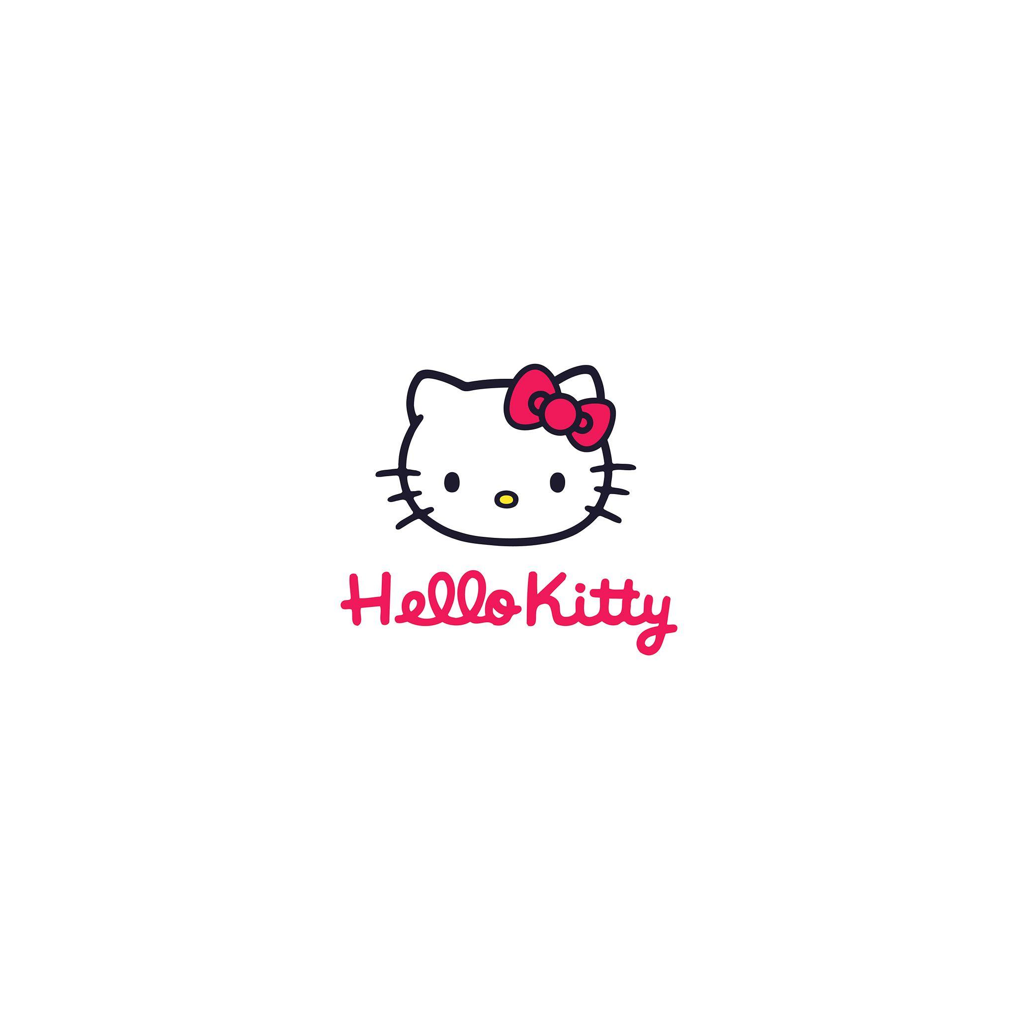 2048x2048 Hello Kitty Logo Art Cute White Wallpaper