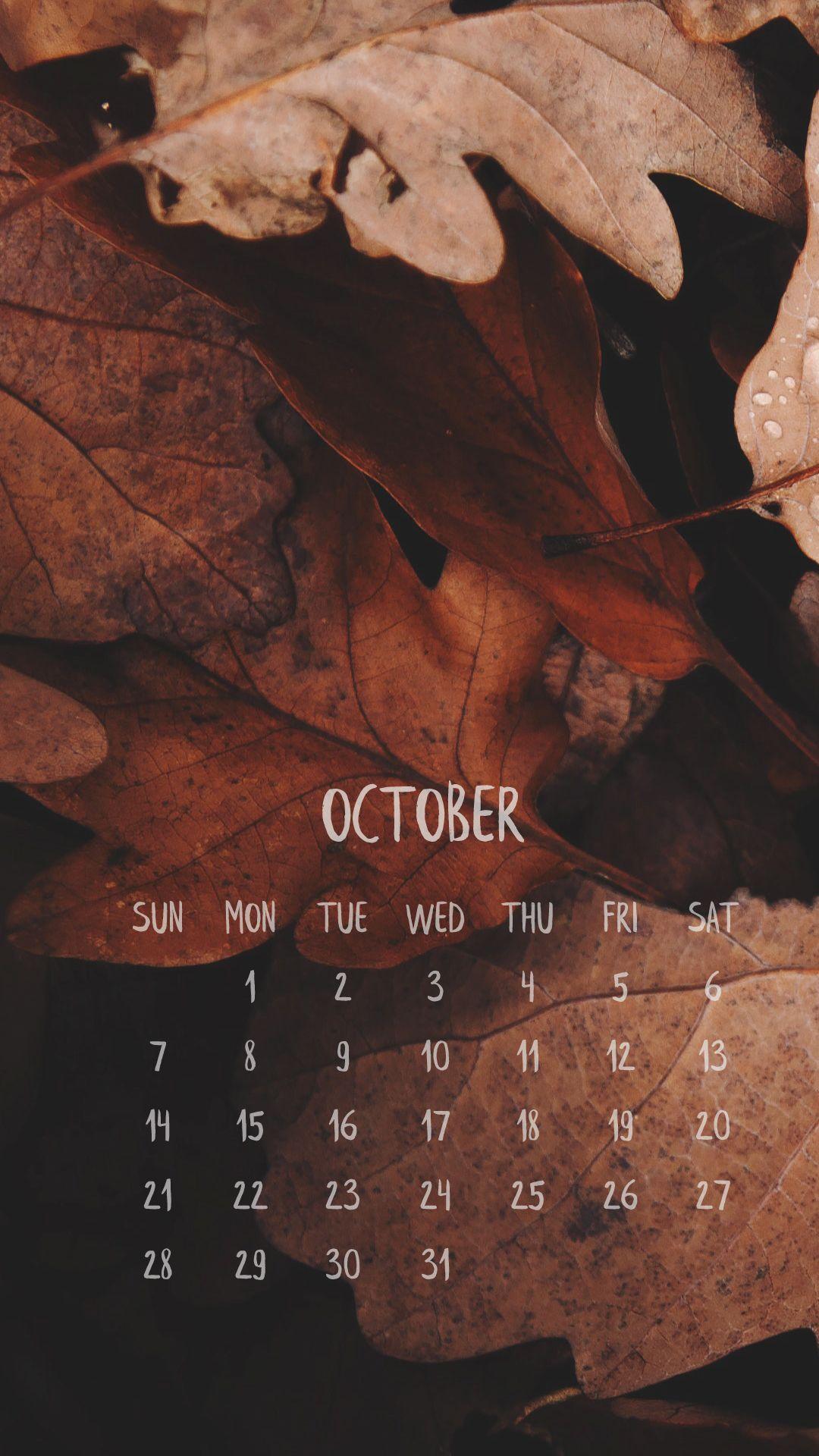 1080x1920 October 2018 calendar wallpaper for your iPhone and Android
