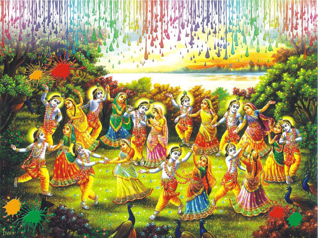1024x768 Colorful Pastimes Of Radha Krishna