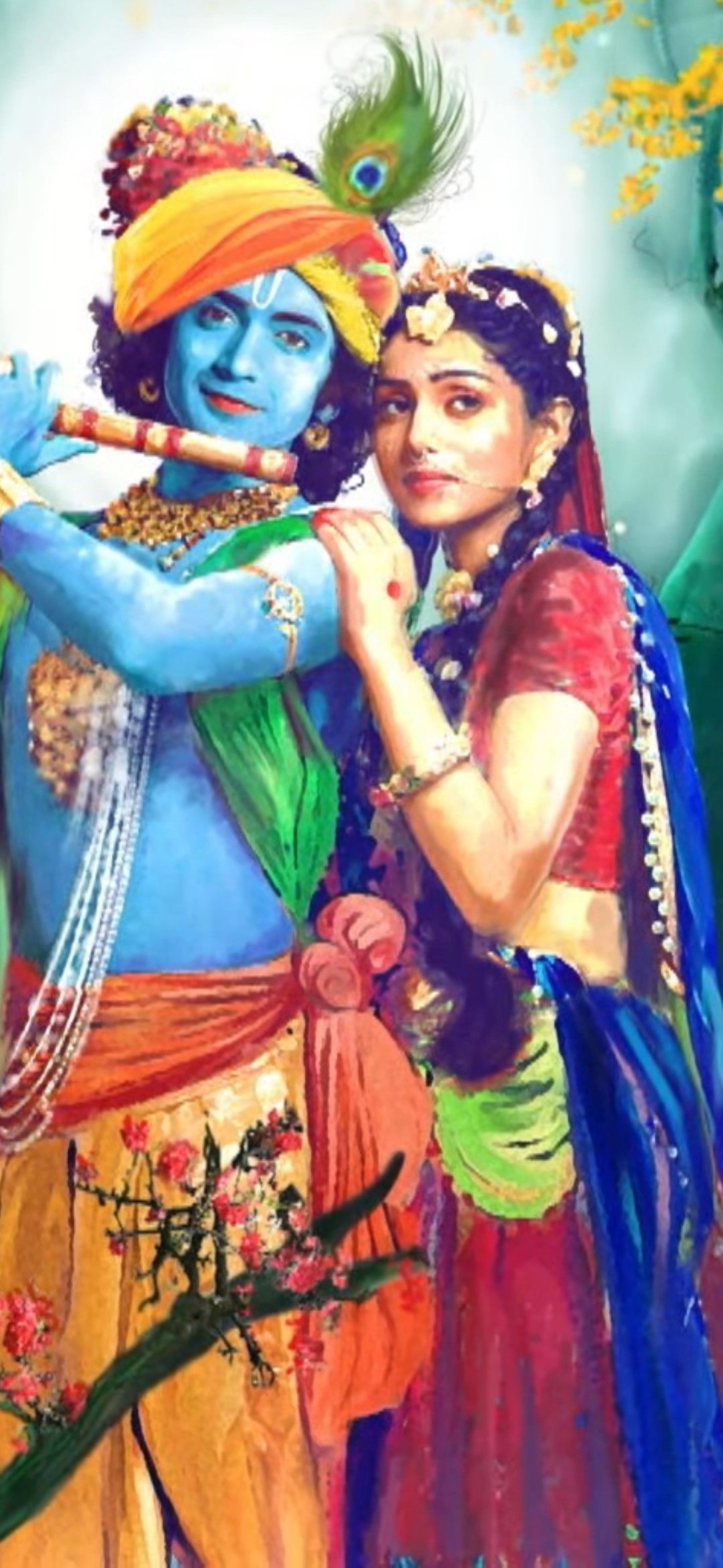 1080x2340 Holi Festival Image!. Krishna, Radha