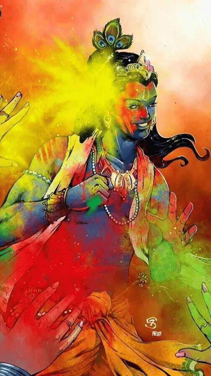 720x1280 Happy Holi Image. Radha Krishna Holi