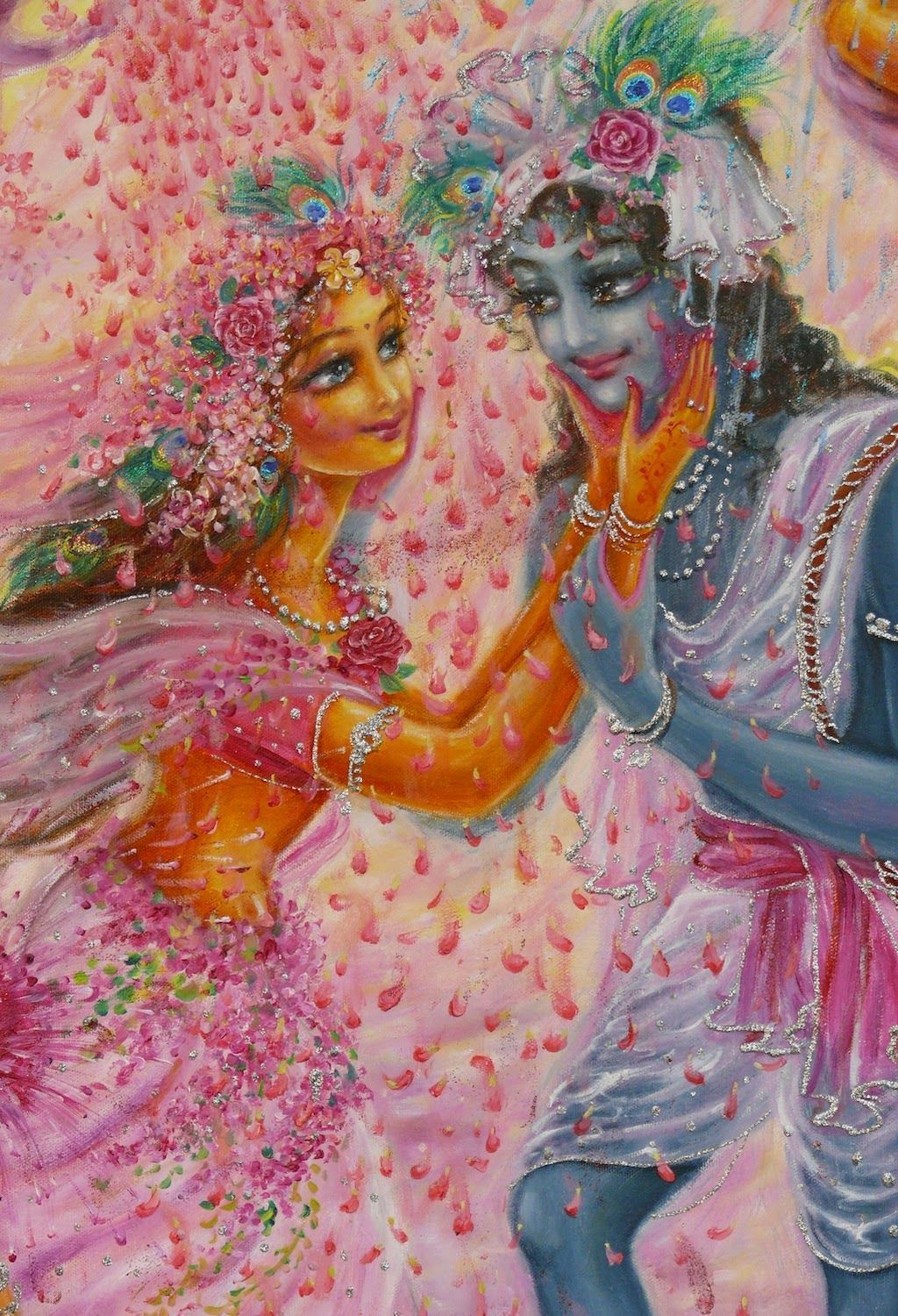 1024x1500 Krishna Radha Flower Holi