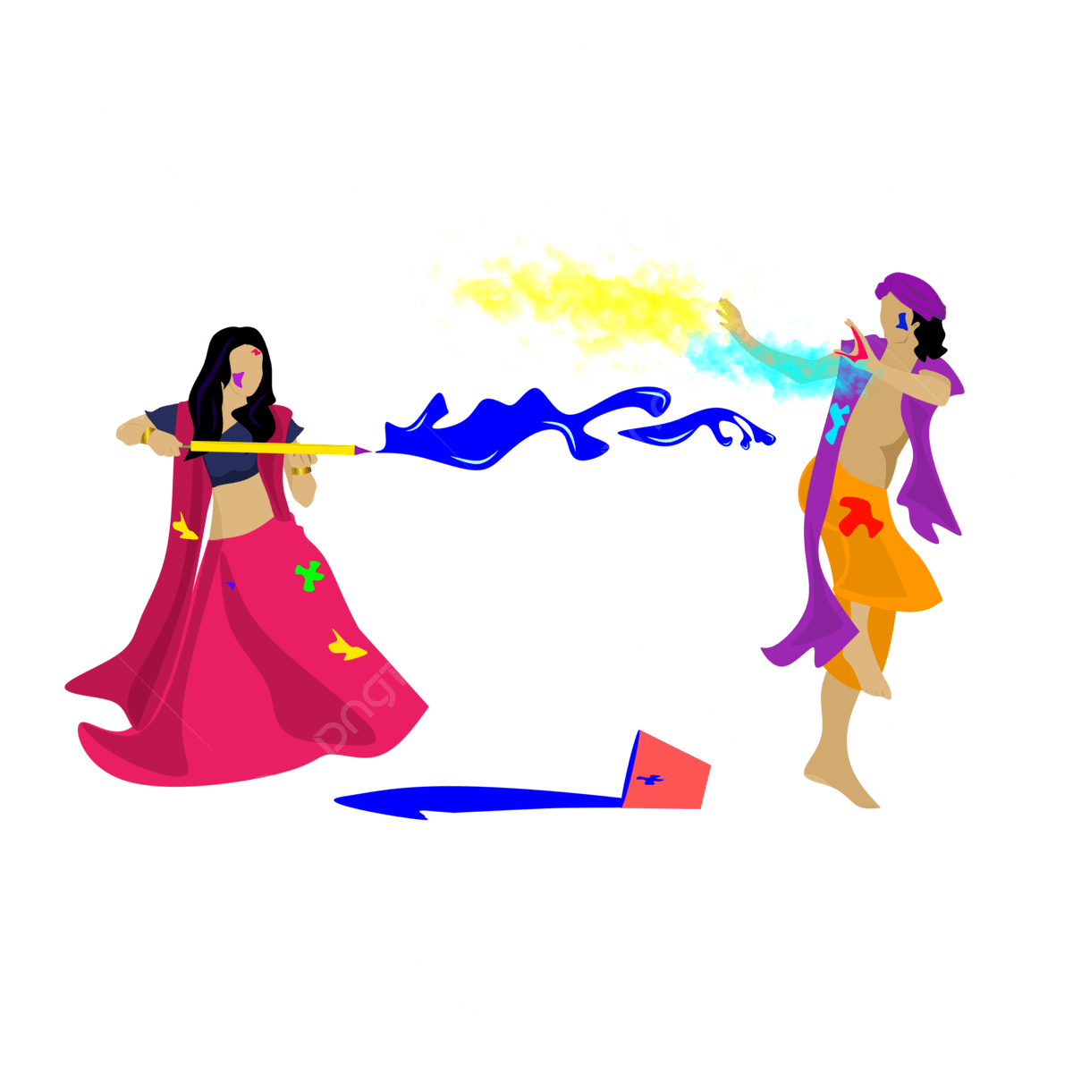 1200x1200 Radha Holi Pichkari PNG Transparent